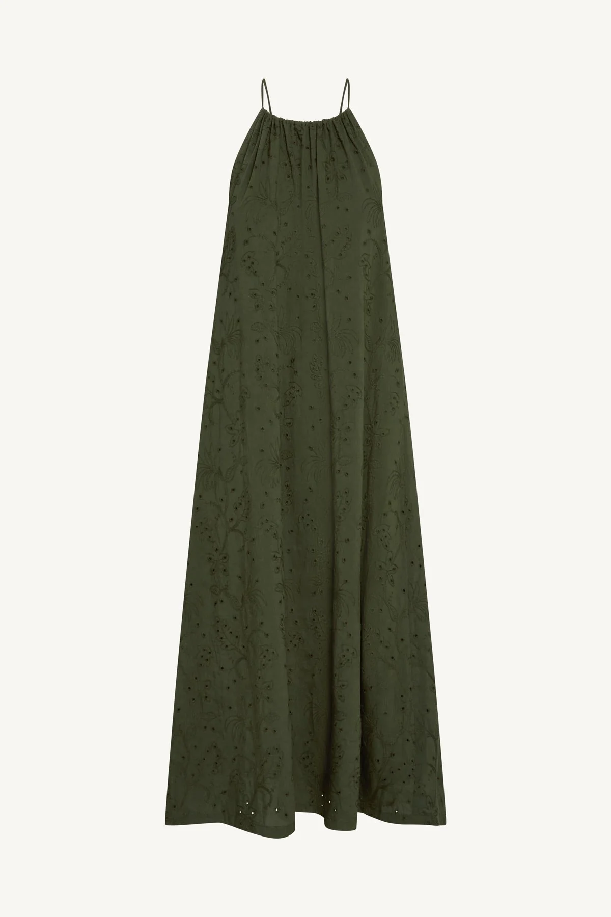Alora High Neck Dress - Olive Tropical Eyelet - Image 7
