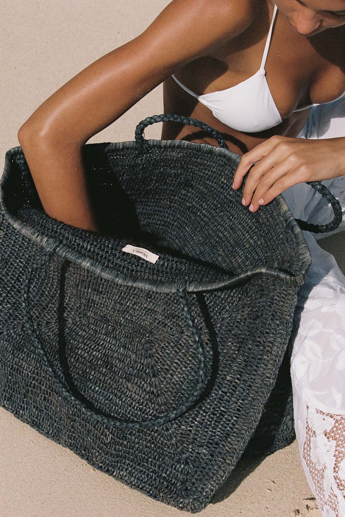 Amani Tote - Blue Raffia - Image 5