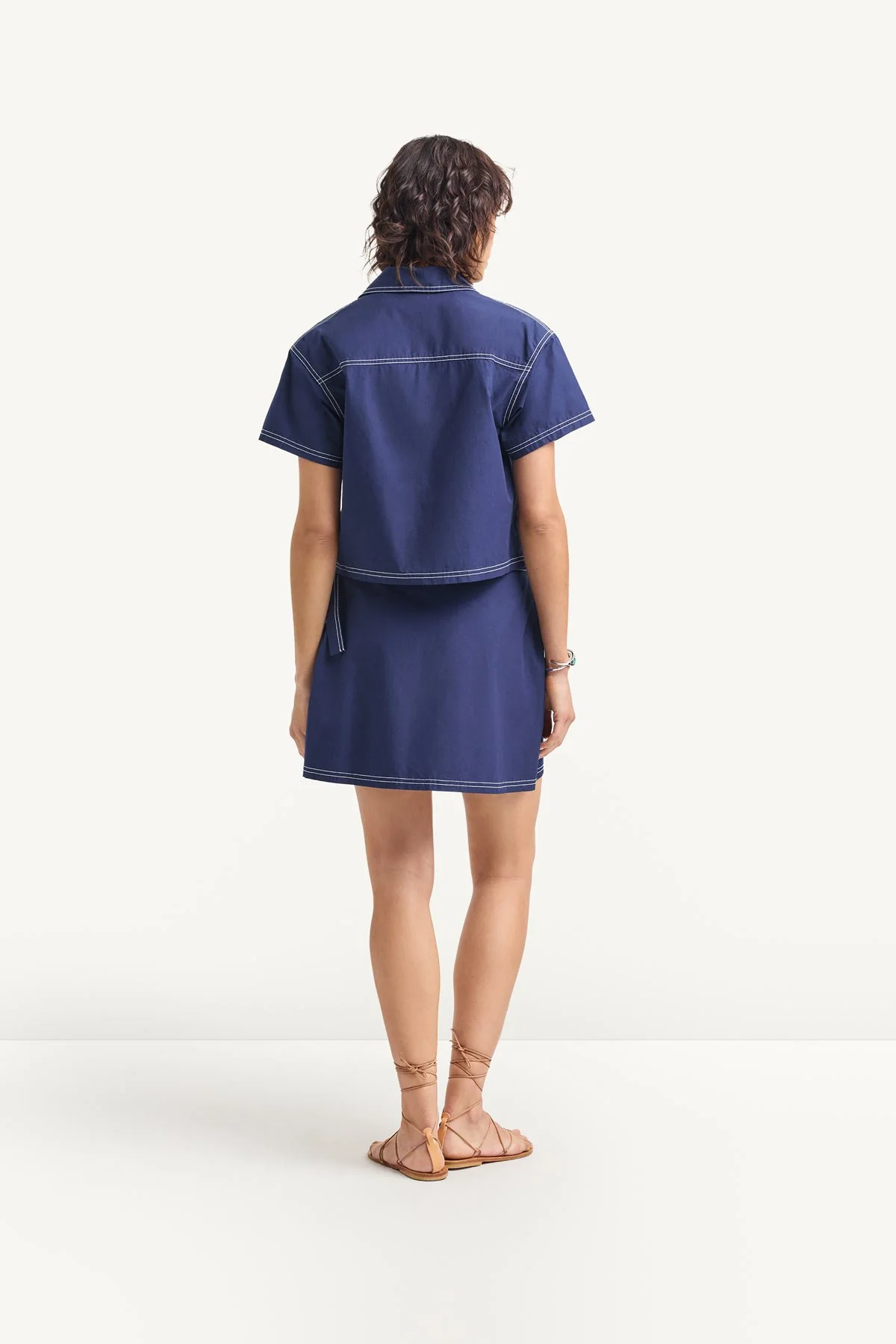 Ashley Cropped Shirt - Midnight Cotton Poplin - Image 4
