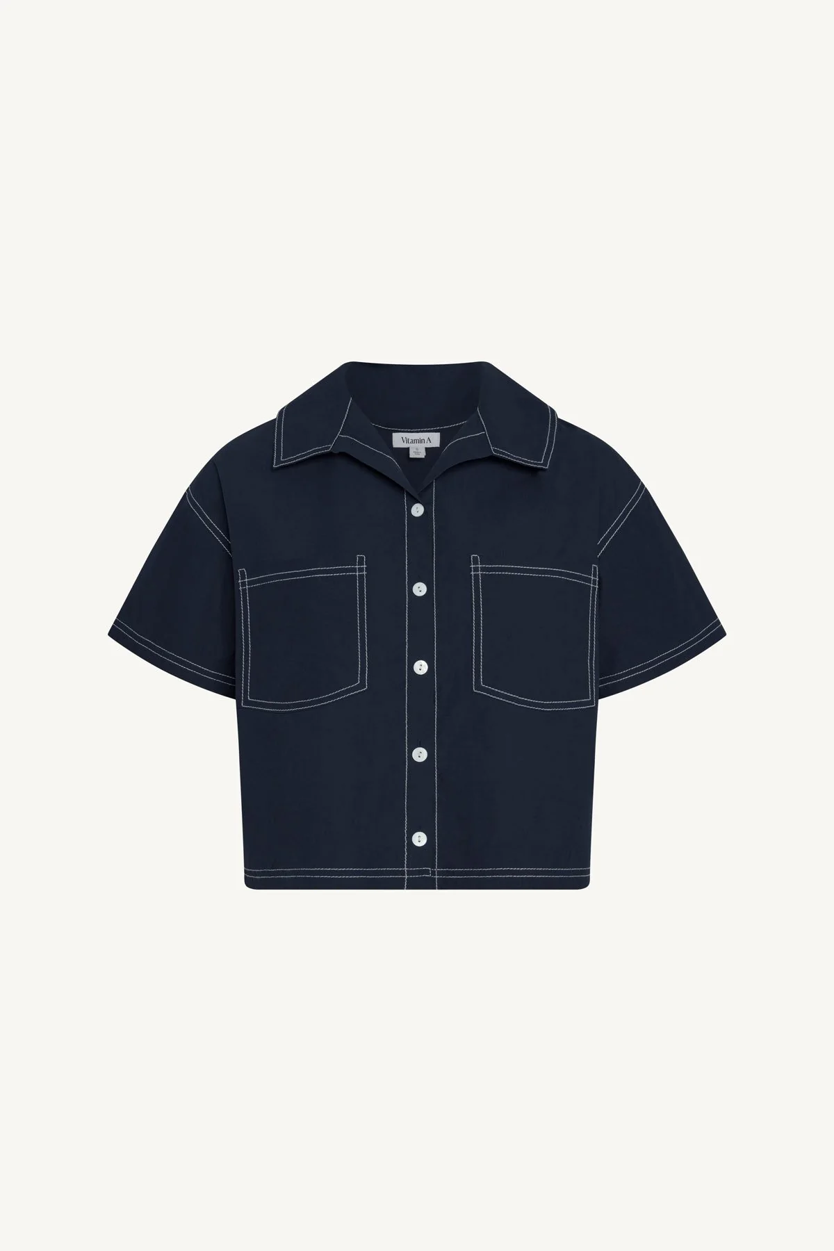 Ashley Cropped Shirt - Midnight Cotton Poplin - Image 6