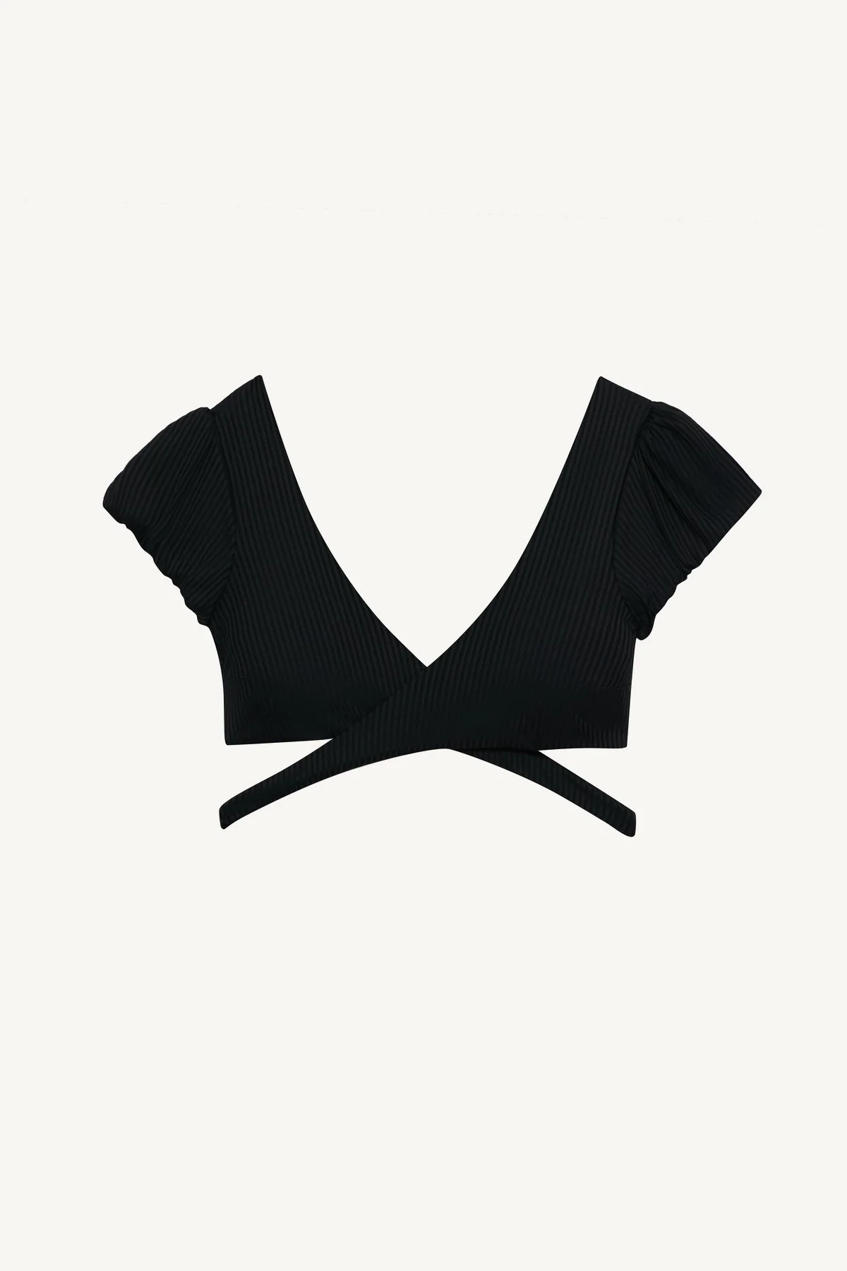 Aura Wrap Crop Top - Black EcoRib - Image 9