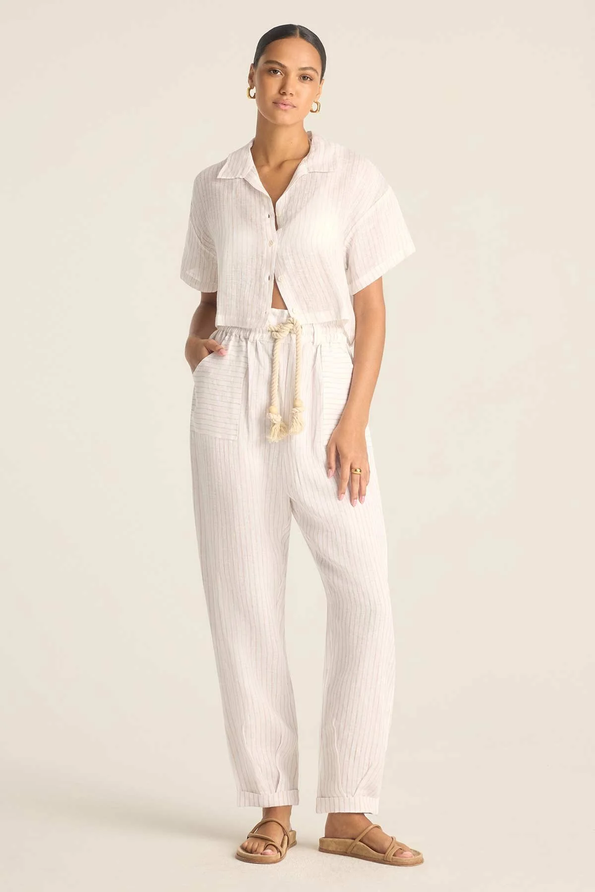 Avery Pant - Boardwalk Stripe EcoLinen - Image 3