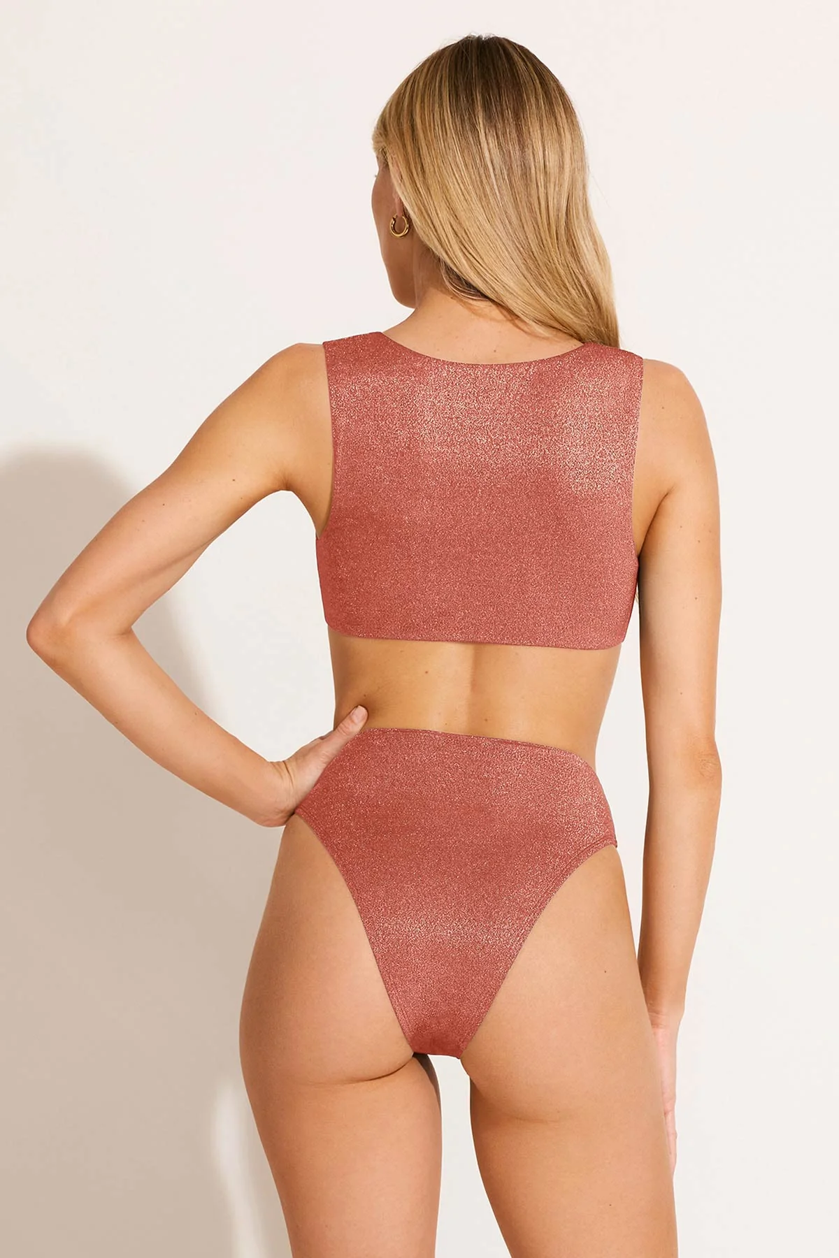 Barcelona High Waist Bottom - Pink Metallic - Image 5