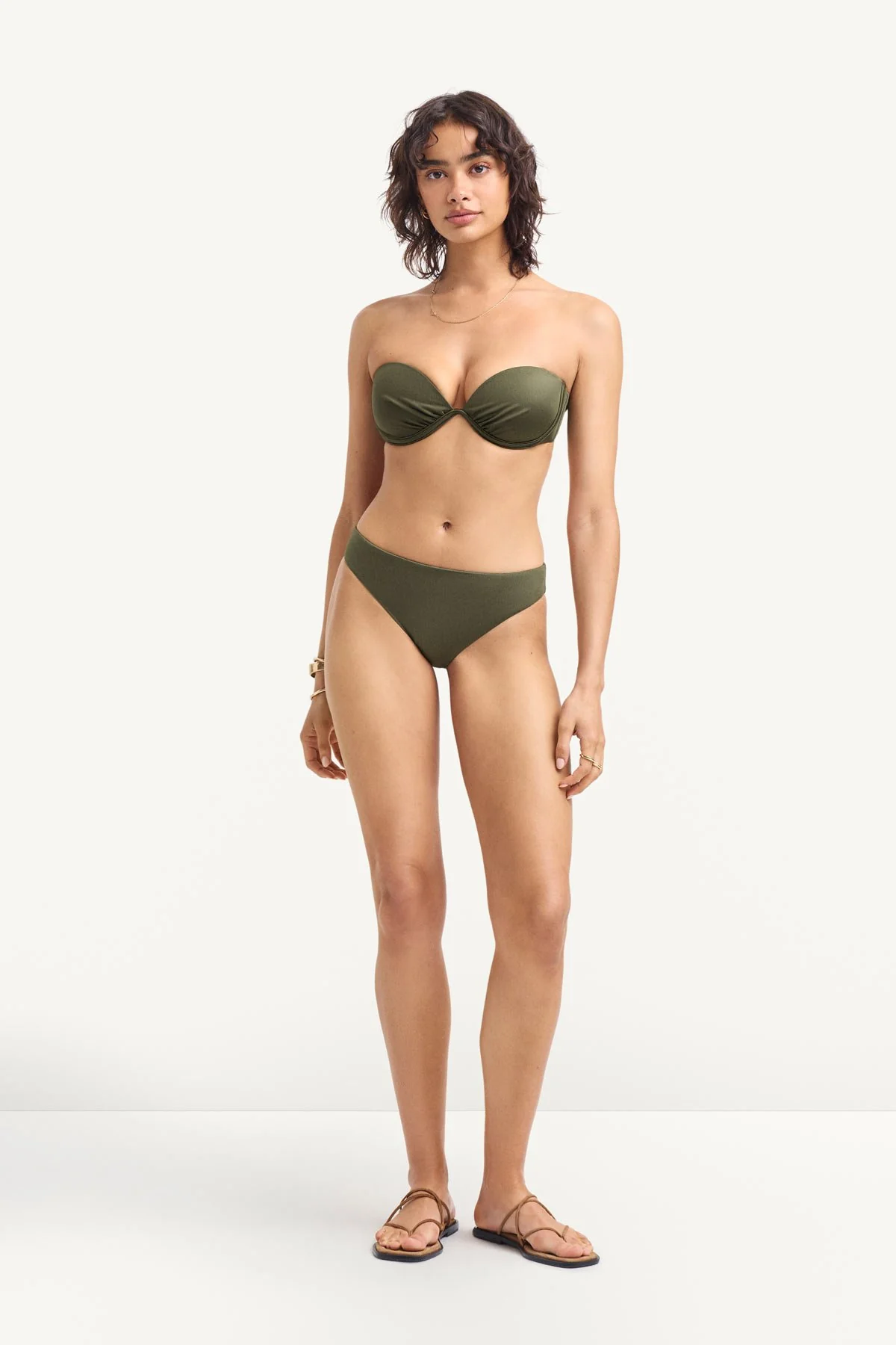 Cali High Leg Full Bottom - Olive EcoShimmer