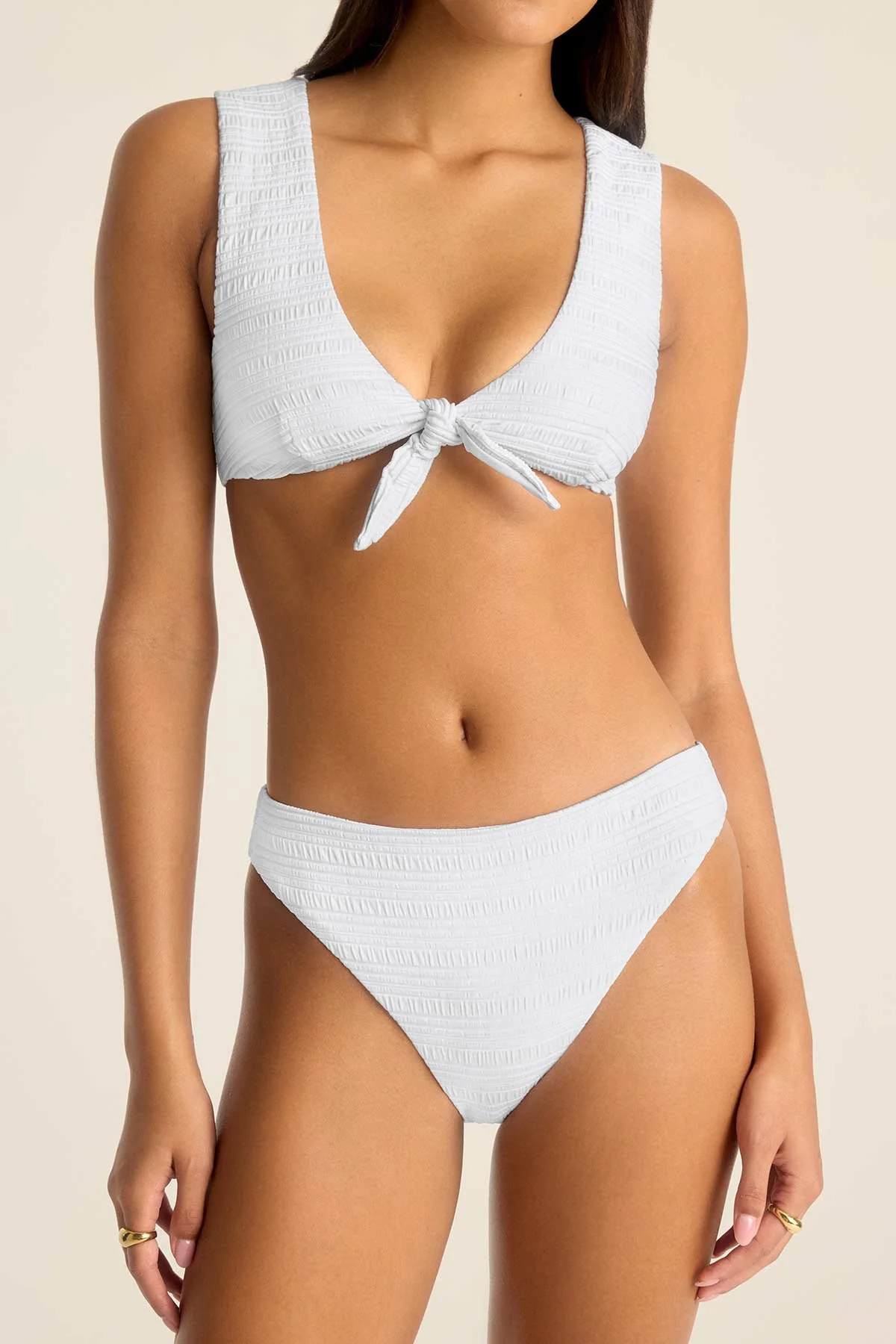 Cali High Leg Full Bottom - White Seersucker Stripe - Image 2