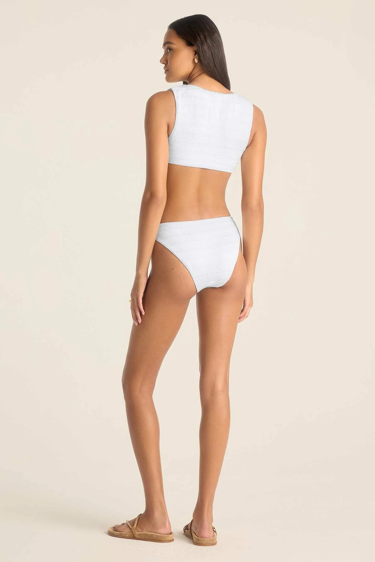 Cali High Leg Full Bottom - White Seersucker Stripe - Image 3