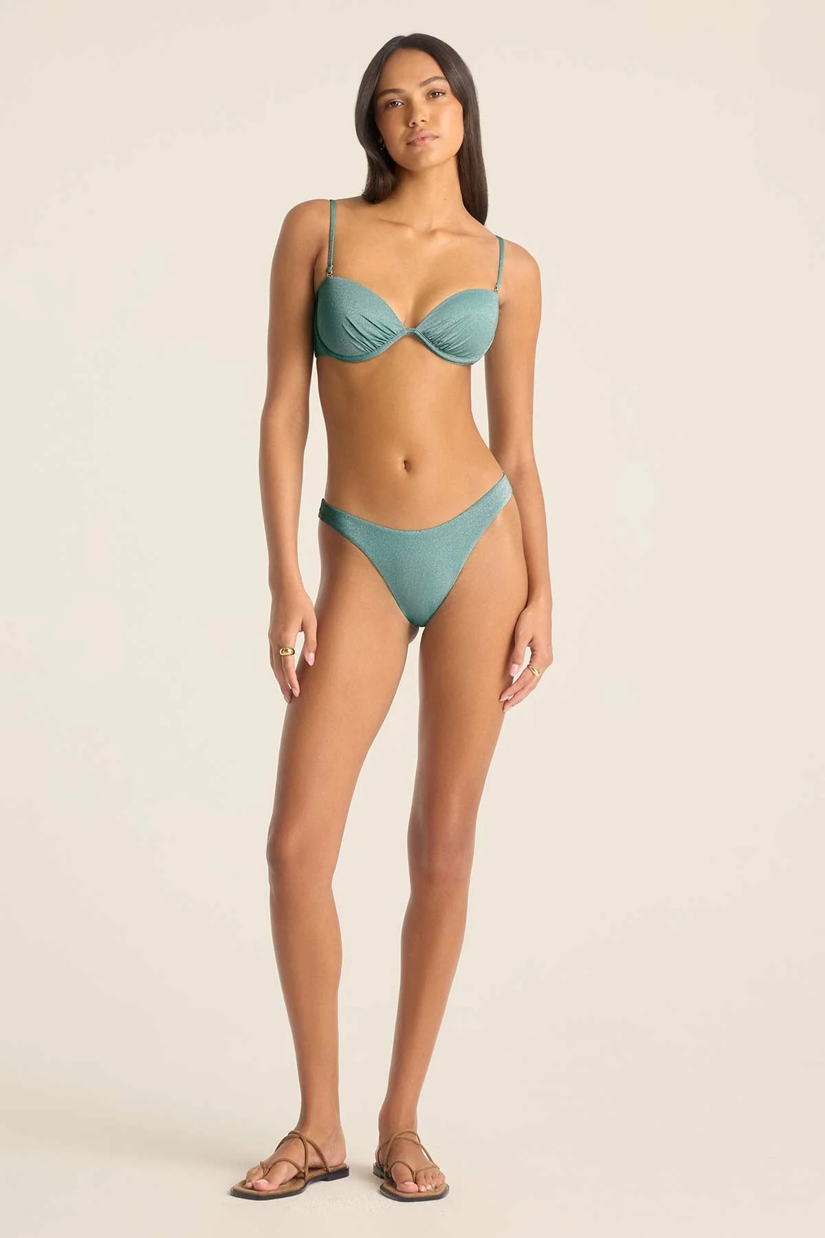 California High Leg Bottom - Aqua Metallic - Image 4
