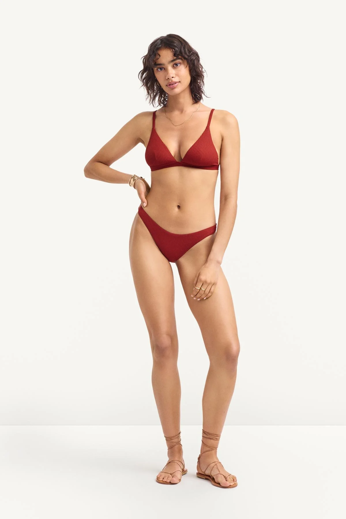 California High Leg Bottom - Deep Madder EcoRib