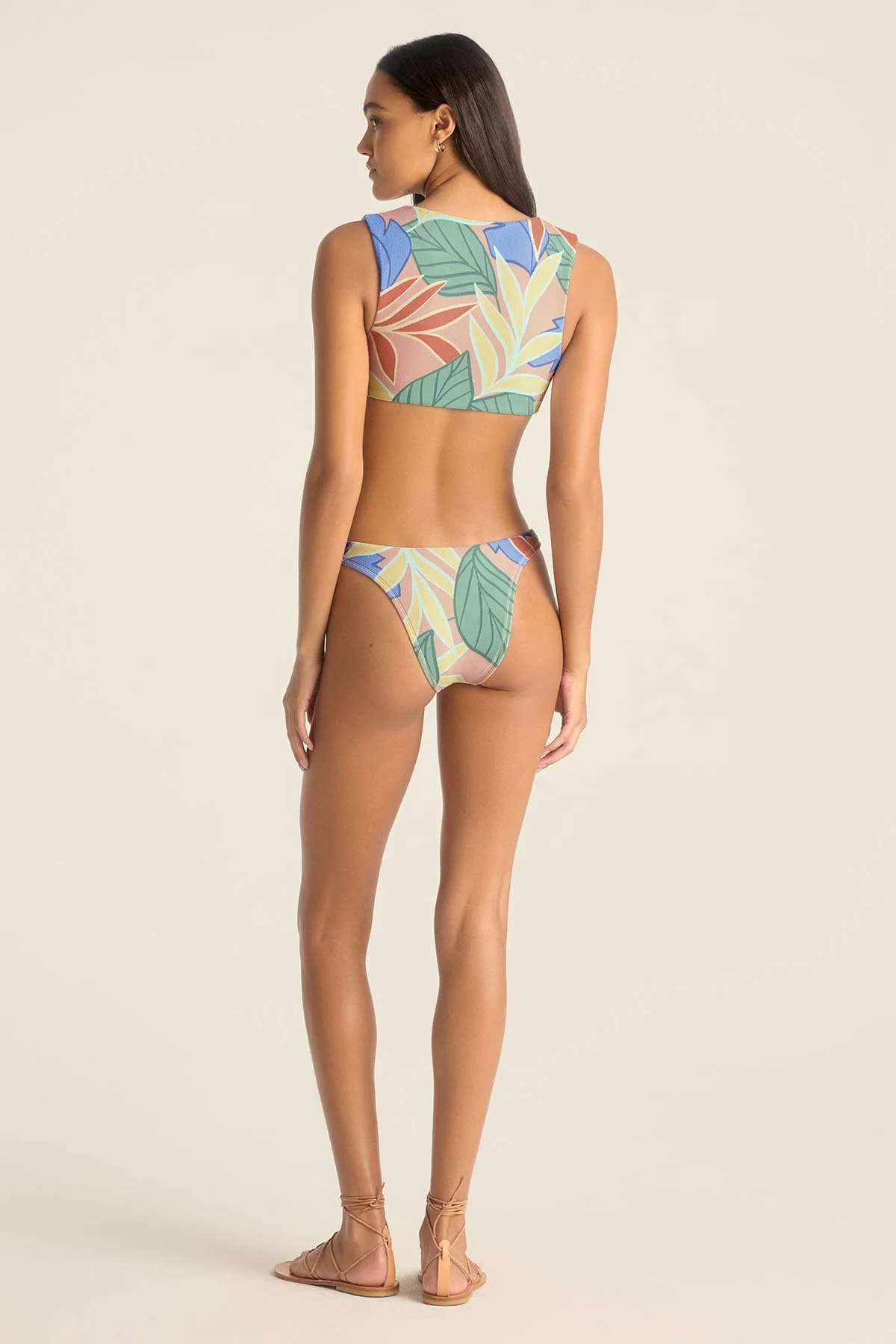 California High Leg Bottom - Retro Jungle Crepe Texture - Image 3