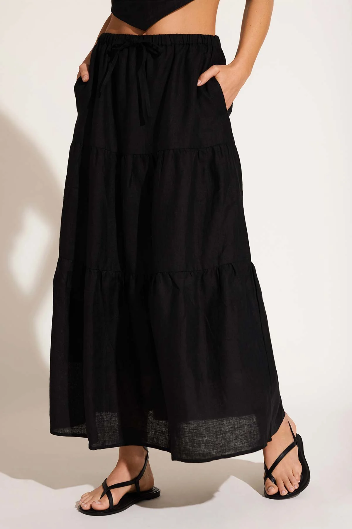 Canyon Skirt - Black EcoLinen - Image 3