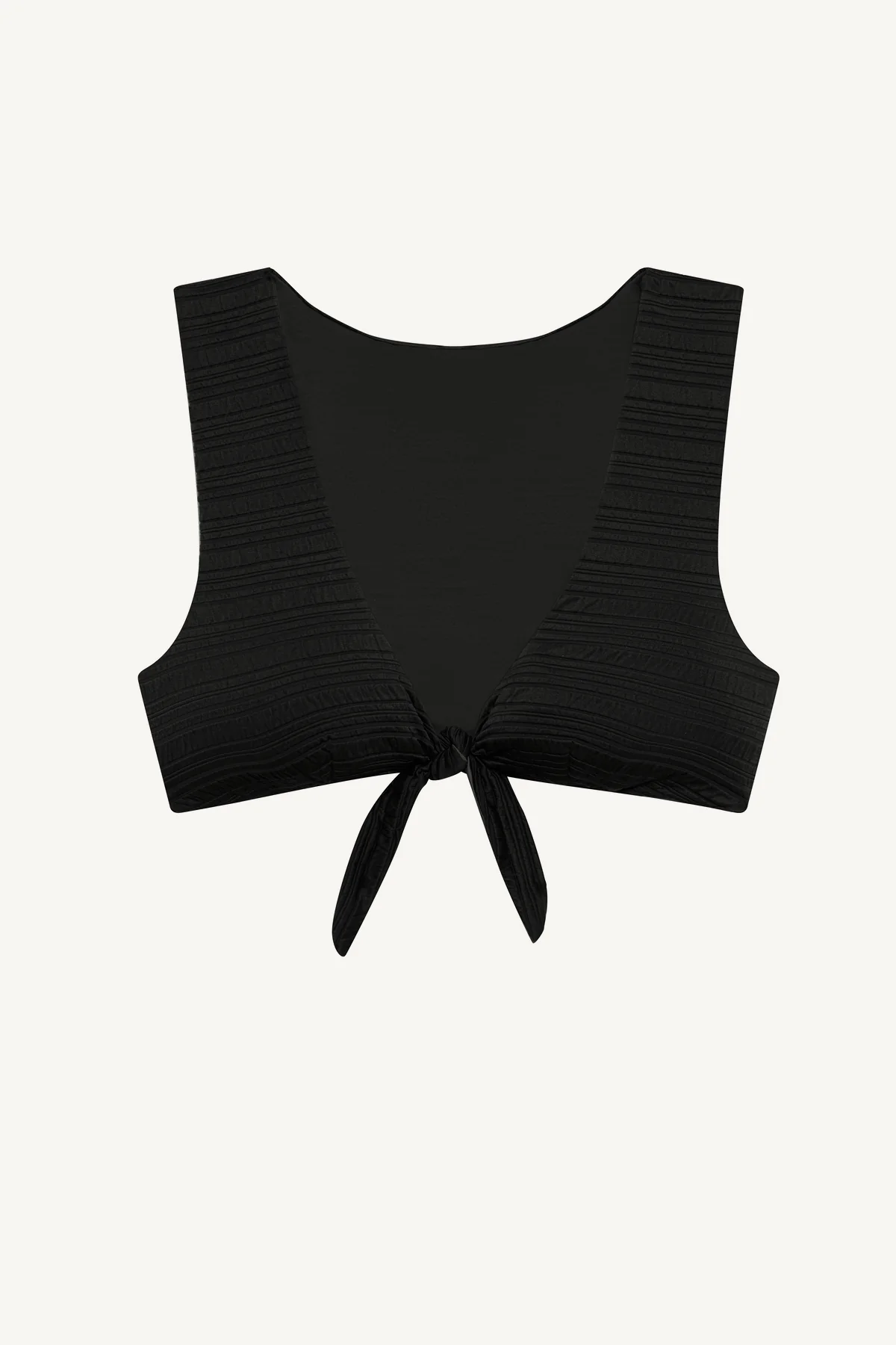 Cassia Crop Top - Black Seersucker Stripe - Image 7