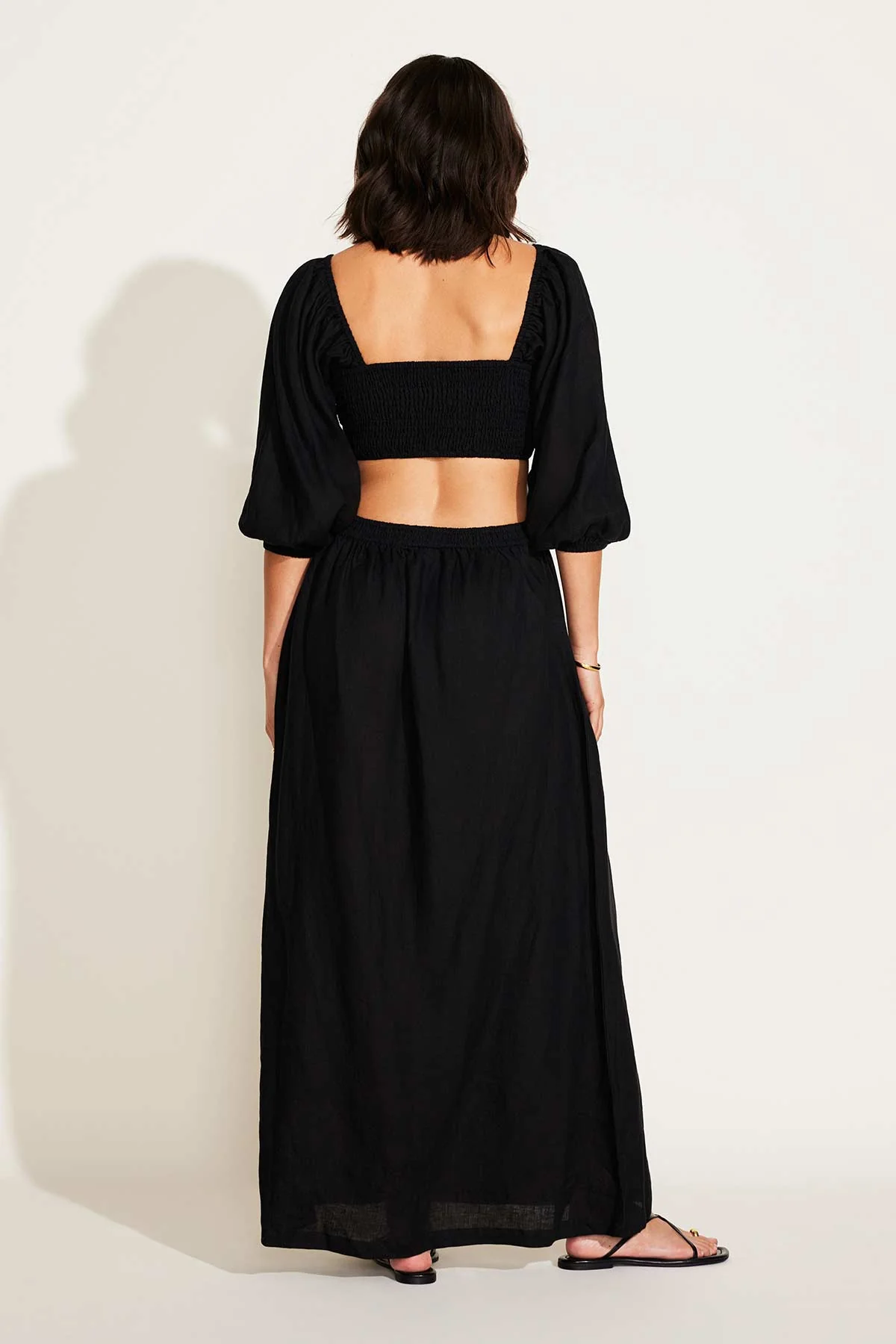 Cierra Cut Out Dress - Black EcoLinen - Image 5