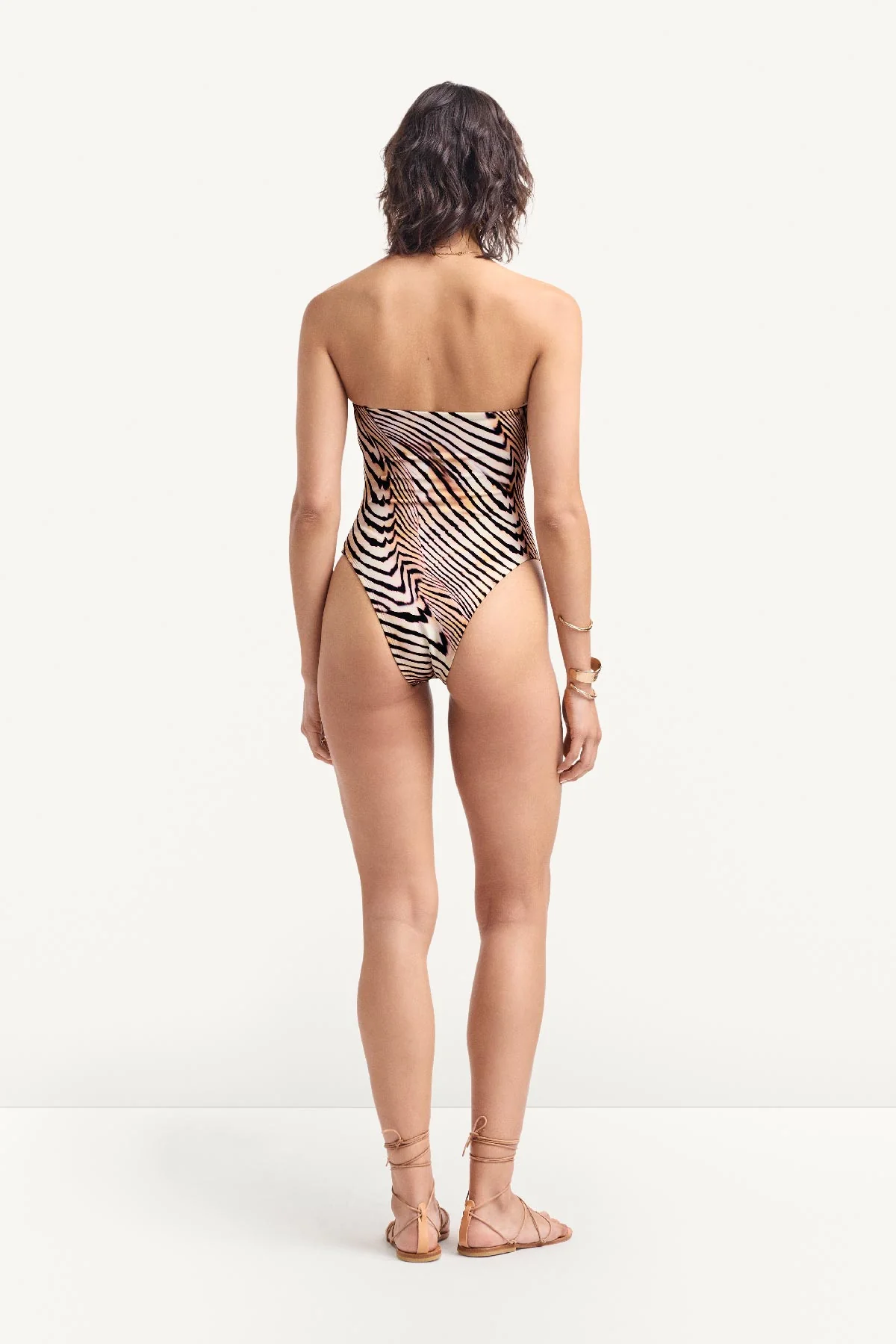 Classic Bandeau One Piece - Shell Stripe EcoShimmer - Image 6