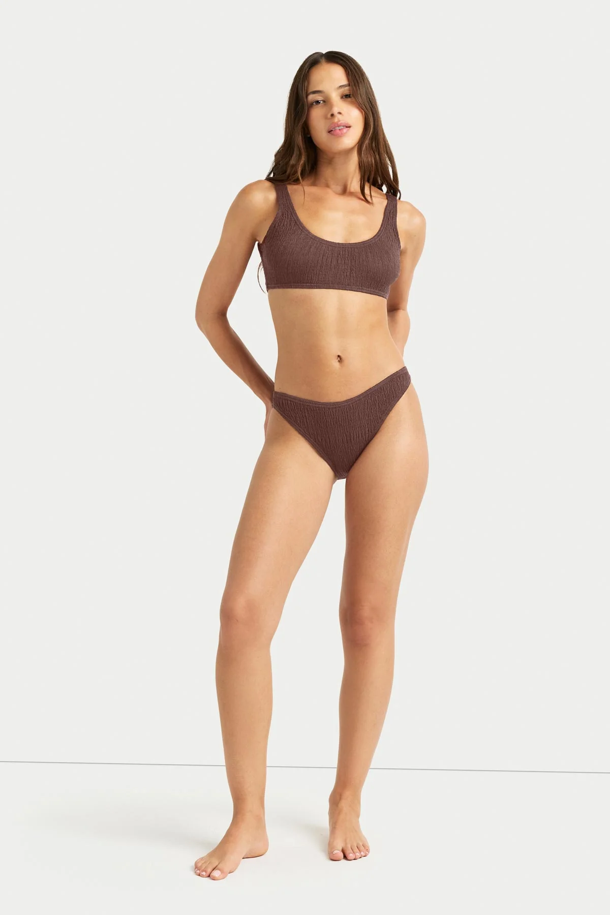 Coast Cotton Bralette Bikini Set - Coffee - Image 5