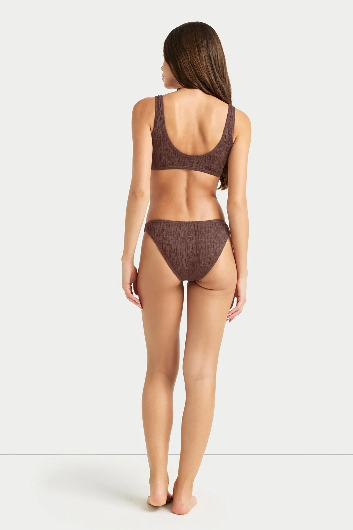 Coast Cotton Bralette Bikini Set - Coffee - Image 6