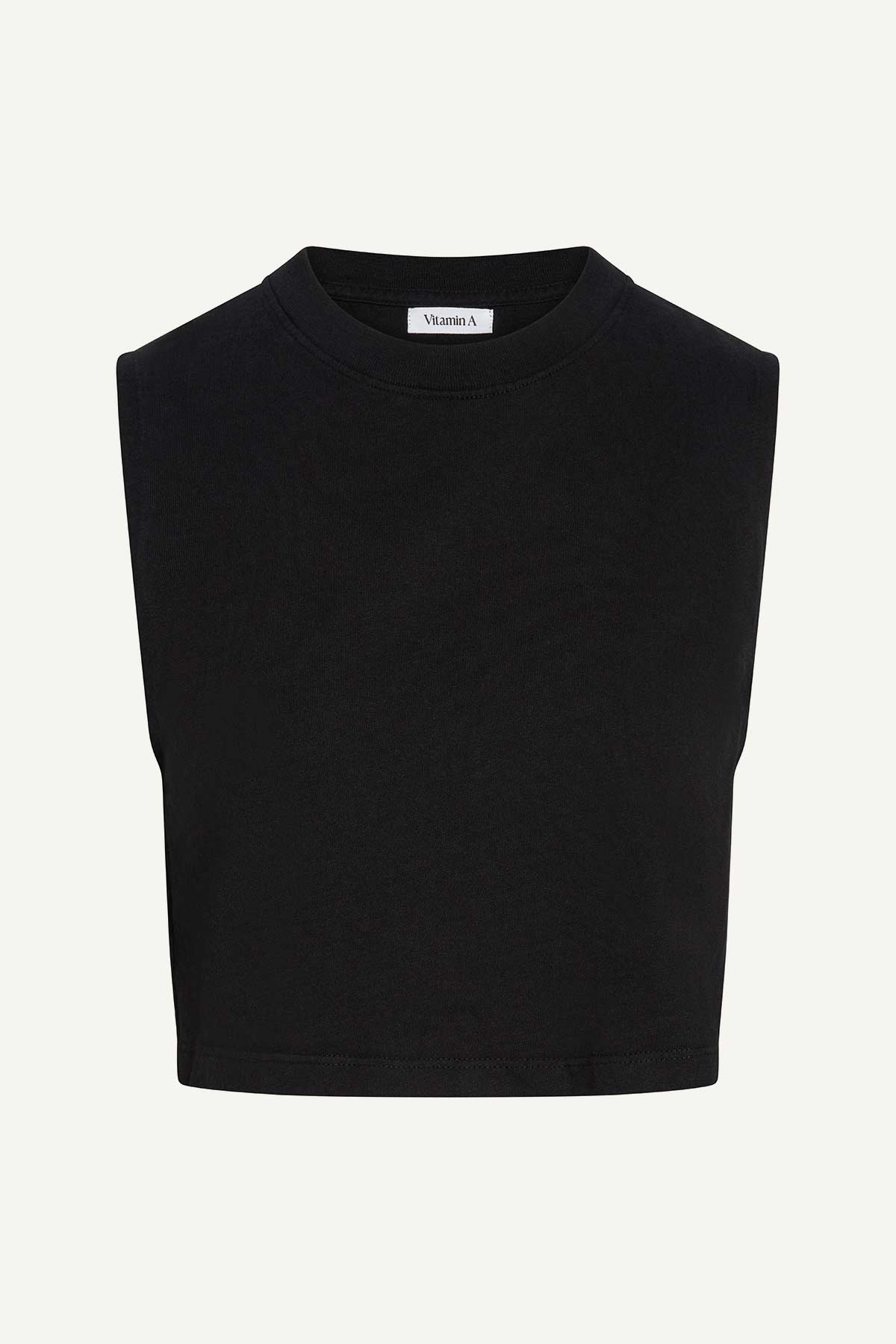 Coast Crop Muscle Tank - Black Cotton Jersey - Image 5