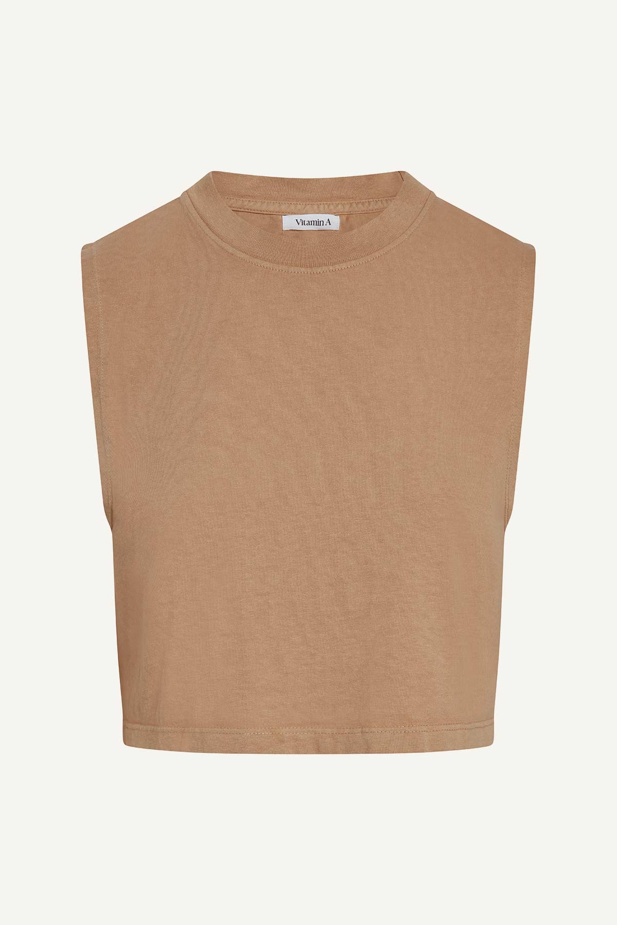 Coast Crop Muscle Tank - Latte Cotton Jersey - Image 5