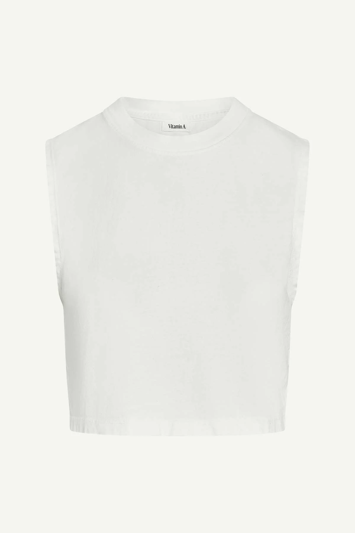 Coast Crop Muscle Tank - White Cotton Jersey - Image 4