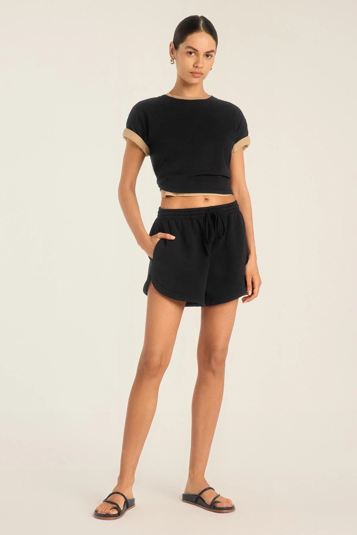 Coast Crop Tee - Black Cotton Jersey - Image 6