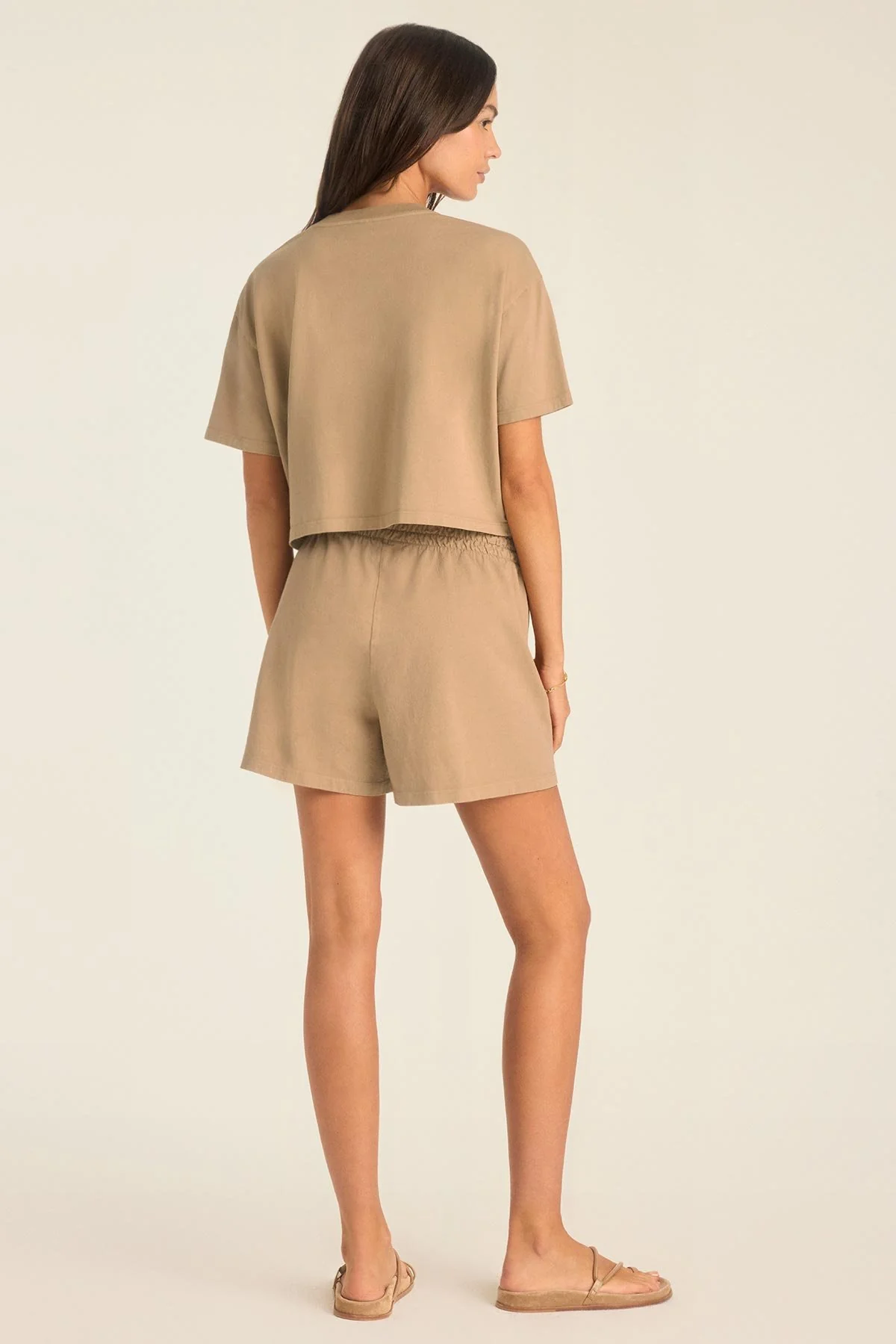 Coast Crop Tee - Latte Cotton Jersey - Image 3