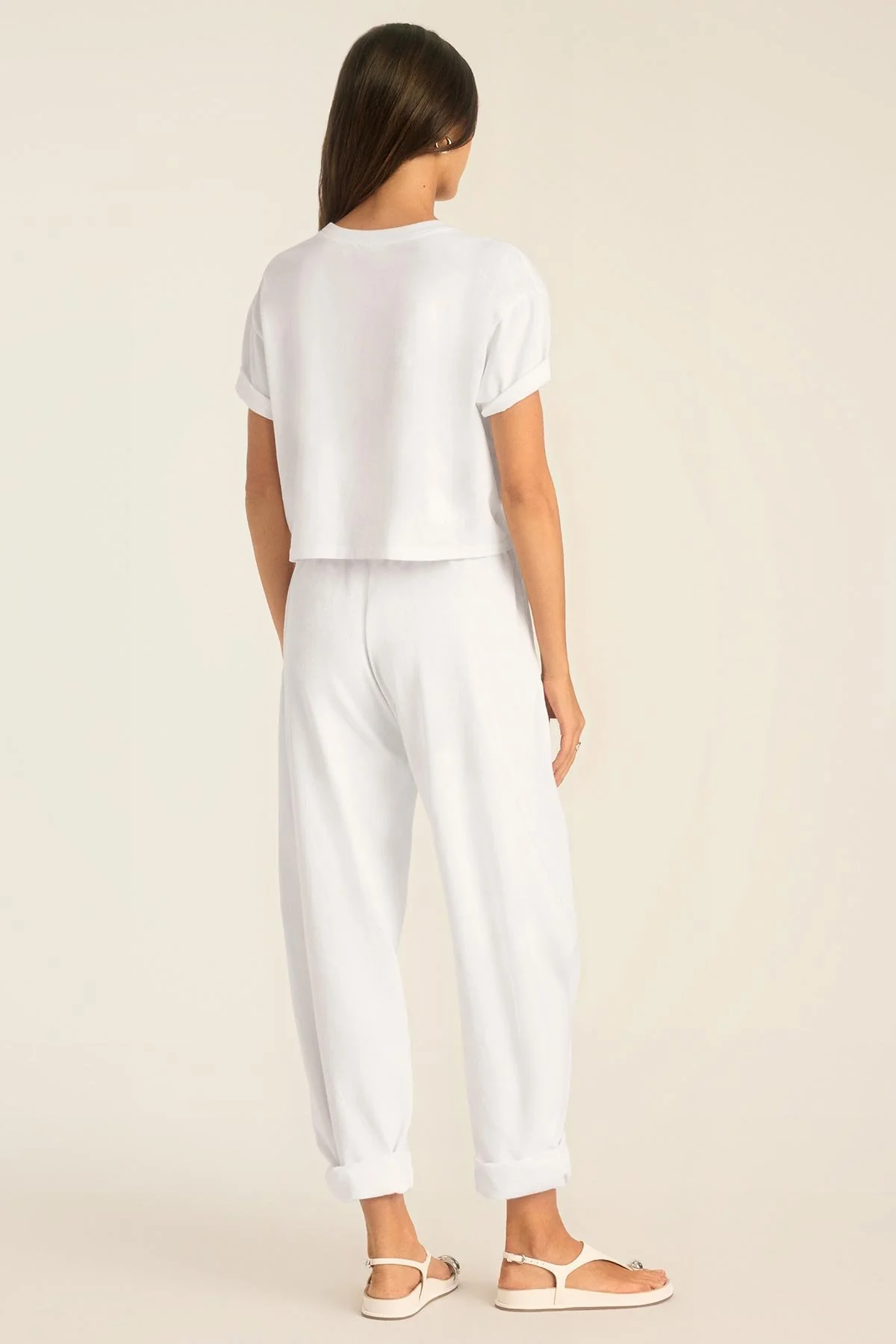 Coast Crop Tee - White Cotton Jersey - Image 3