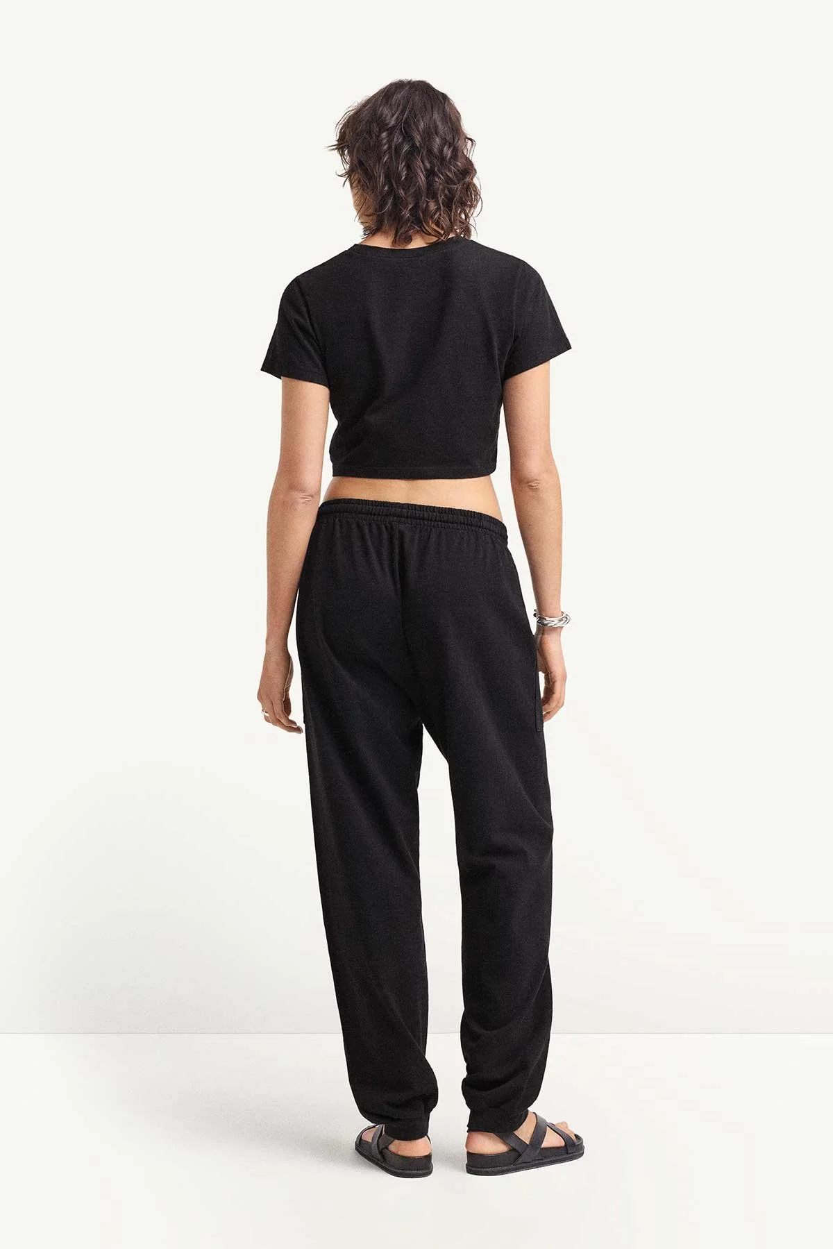 Coast Fitted Crop Shirt - Black Cotton Jersey - Image 3