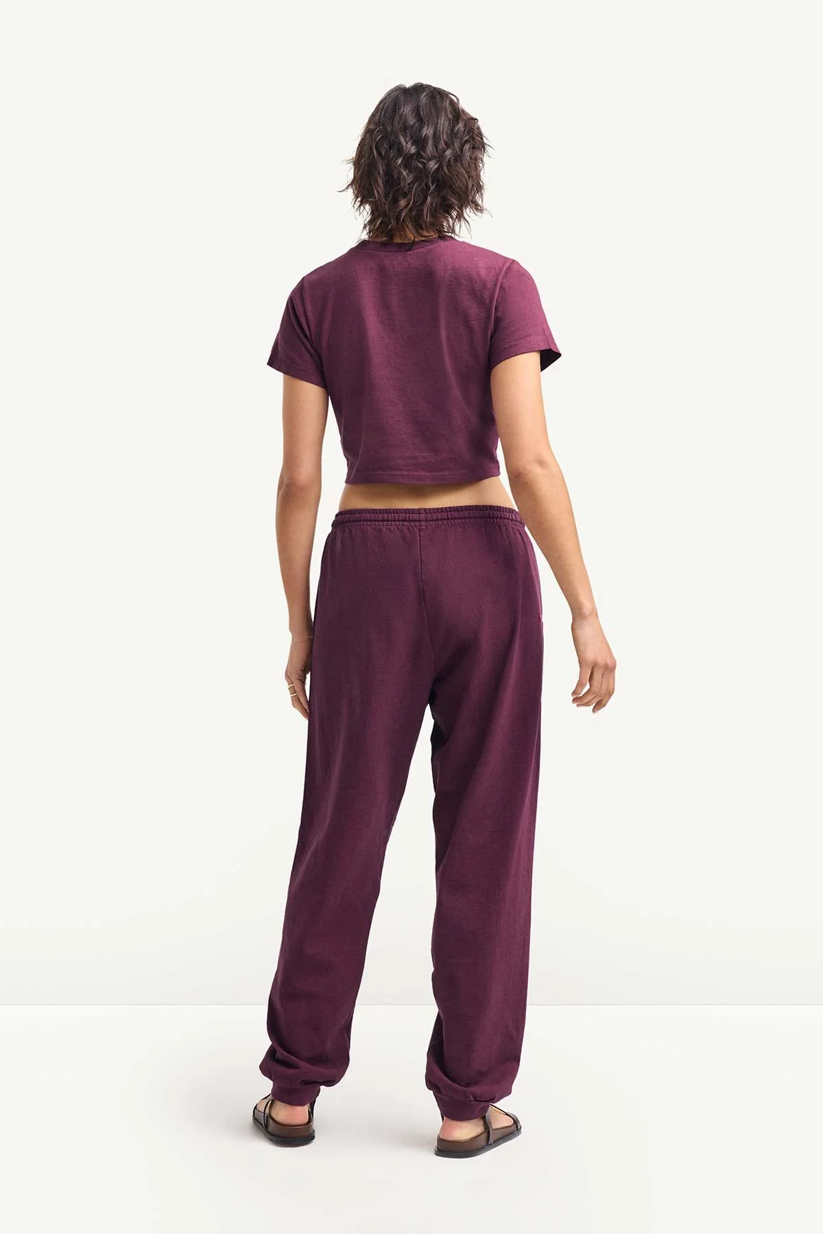Coast Fitted Crop Shirt - Crushed Berry Cotton Jersey - Image 3