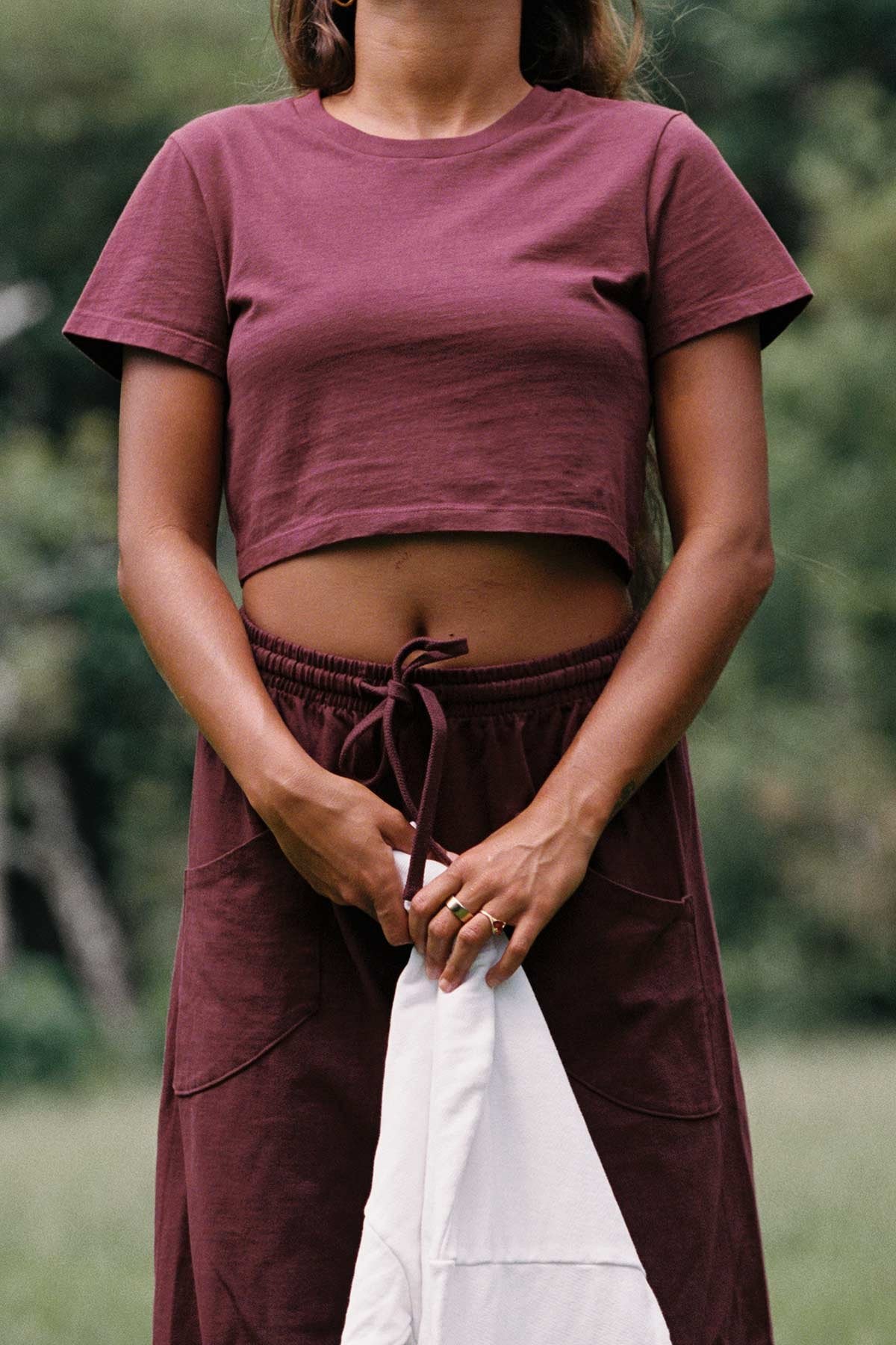 Coast Fitted Crop Shirt - Crushed Berry Cotton Jersey - Image 6
