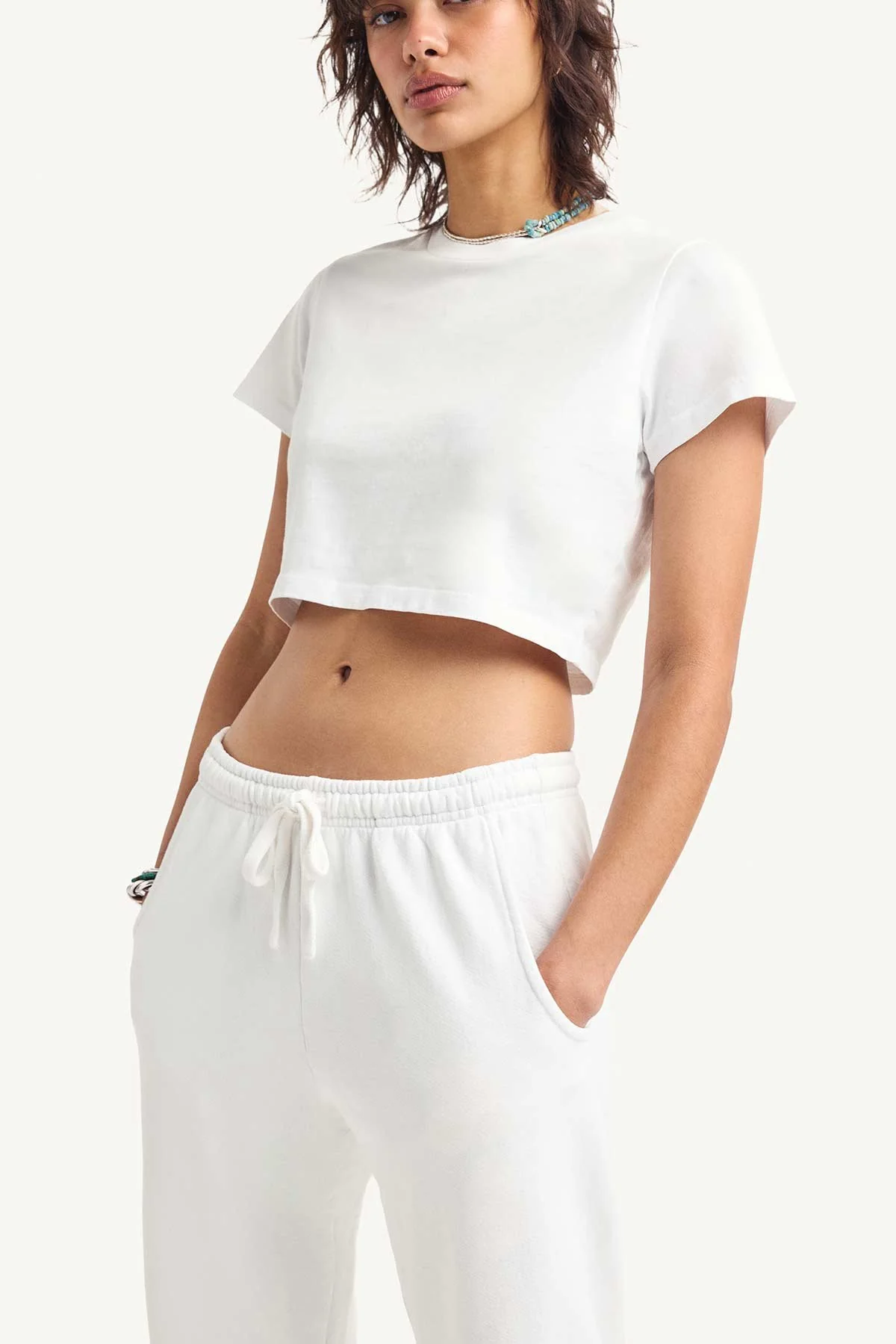 Coast Fitted Crop Shirt - White Cotton Jersey - Image 3
