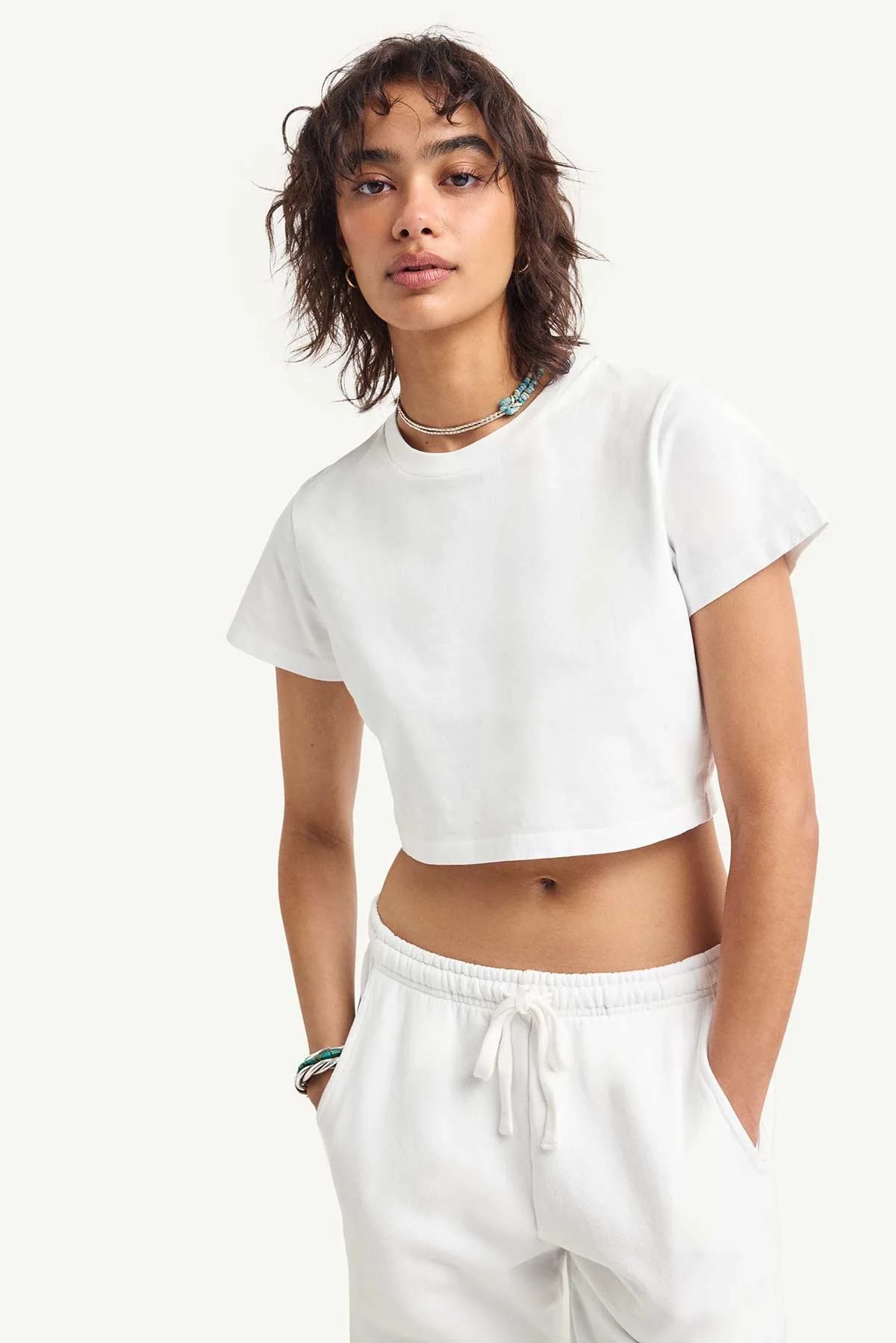 Coast Fitted Crop Shirt - White Cotton Jersey - Image 4
