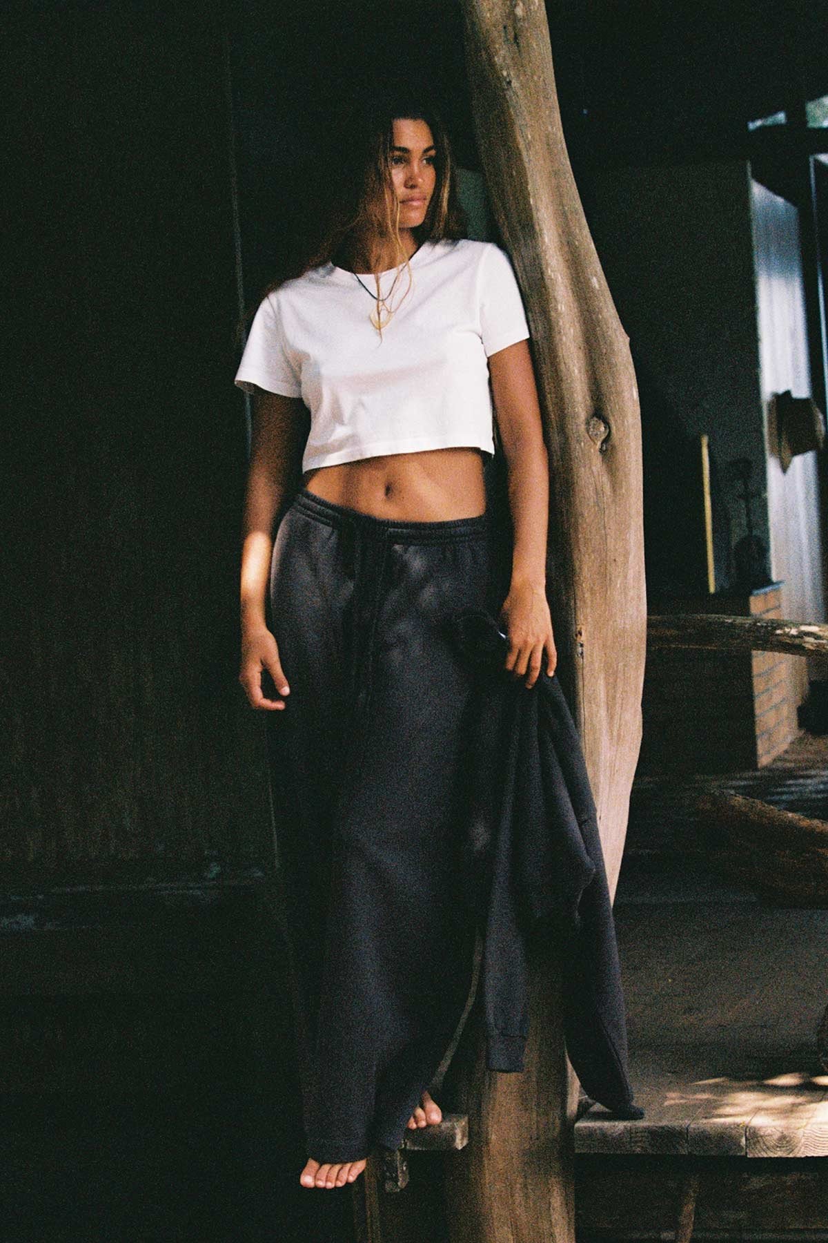 Coast Fitted Crop Shirt - White Cotton Jersey - Image 6