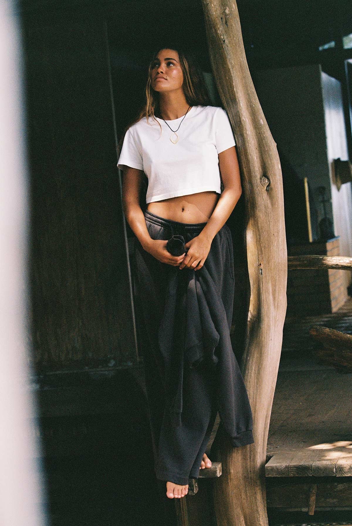 Coast Fitted Crop Shirt - White Cotton Jersey - Image 7