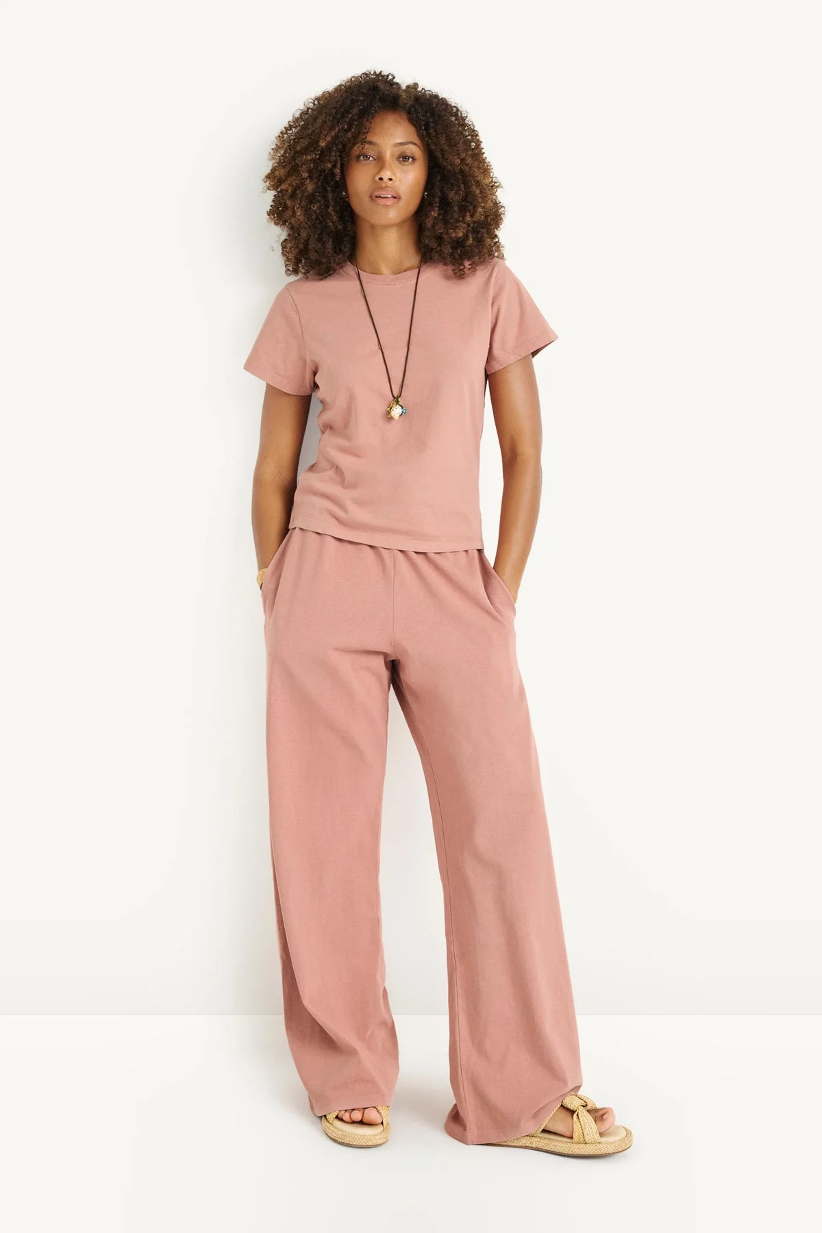 Coast Fitted Tee Shirt - Desert Rose Cotton Jersey - Image 3