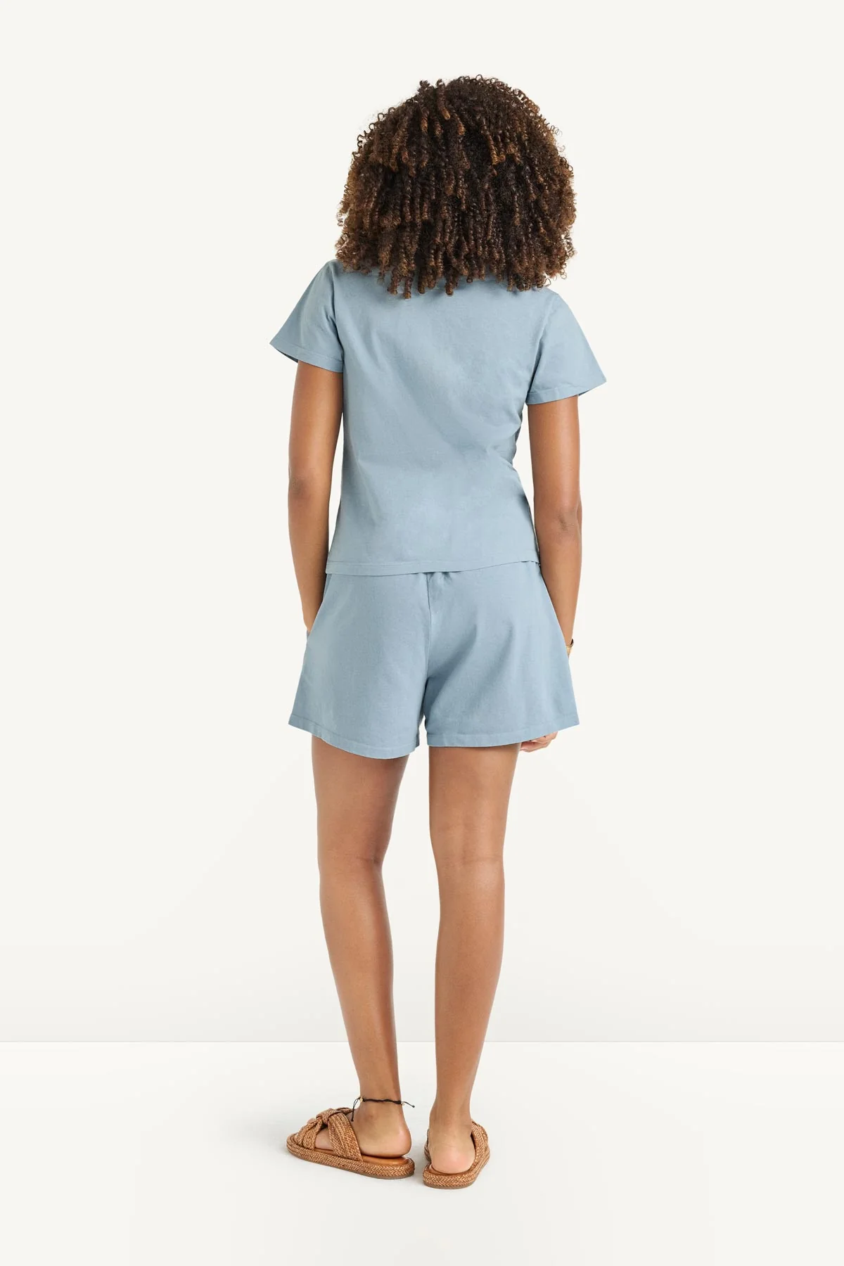 Coast Fitted Tee Shirt - Dusk Blue Cotton Jersey - Image 3