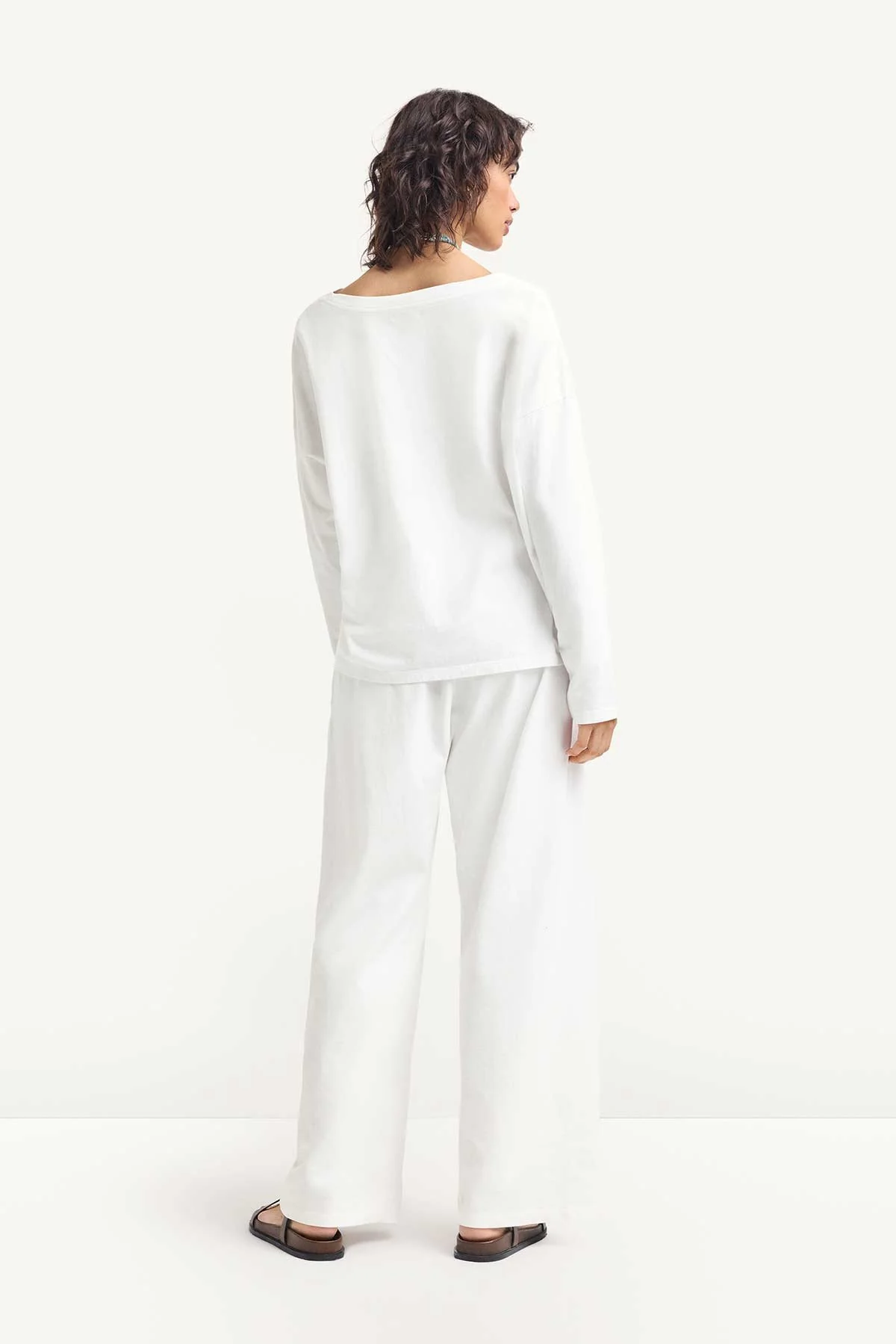 Coast Long Sleeve Crew Neck - White Cotton Jersey - Image 3