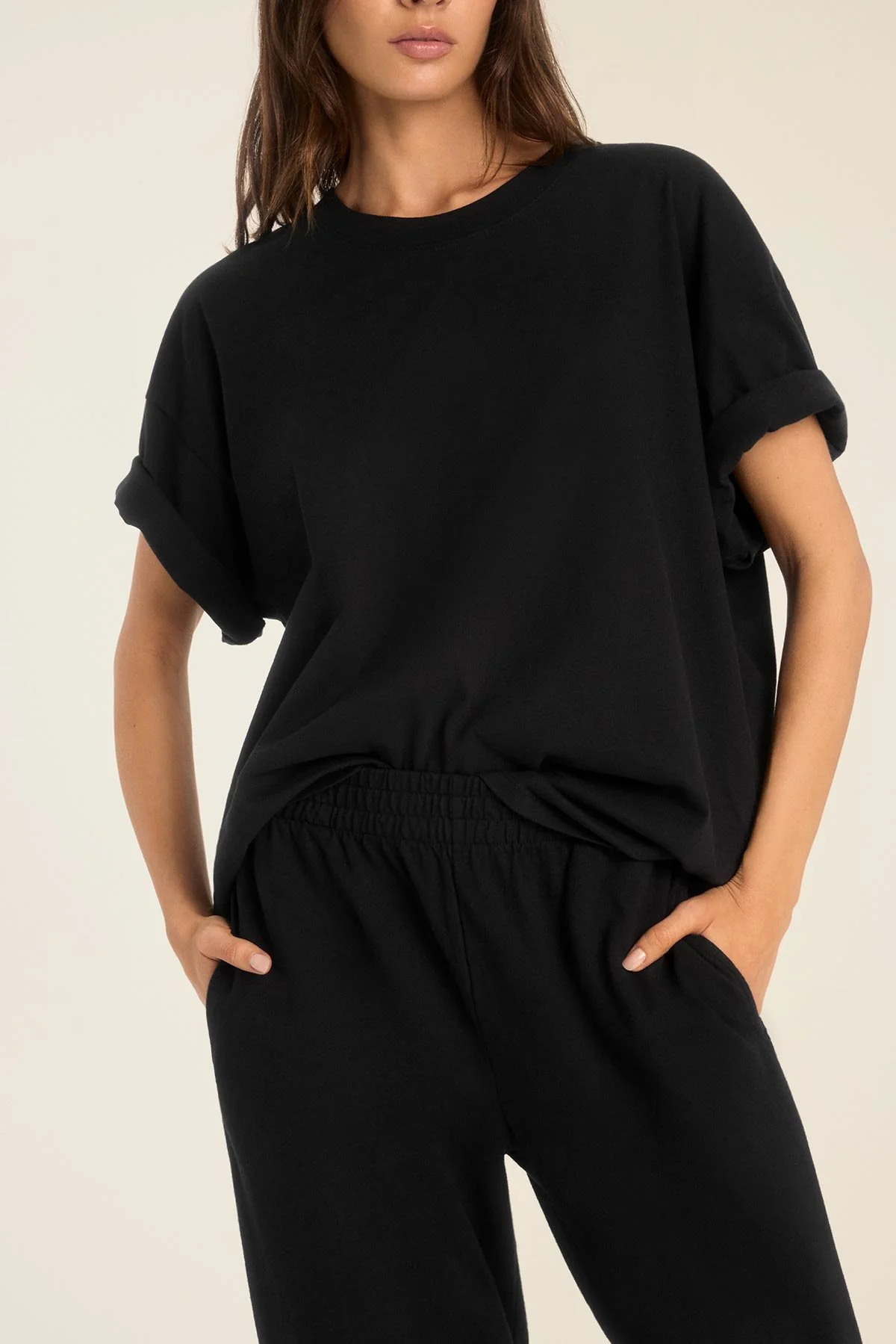 Coast Oversized Boyfriend Tee - Black Cotton Jersey - Image 2