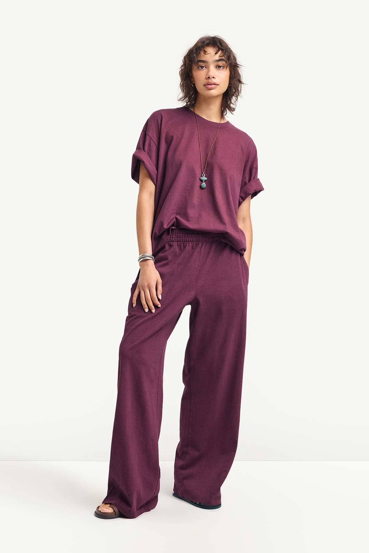 Coast Oversized Boyfriend Tee - Crushed Berry Cotton Jersey - Image 2