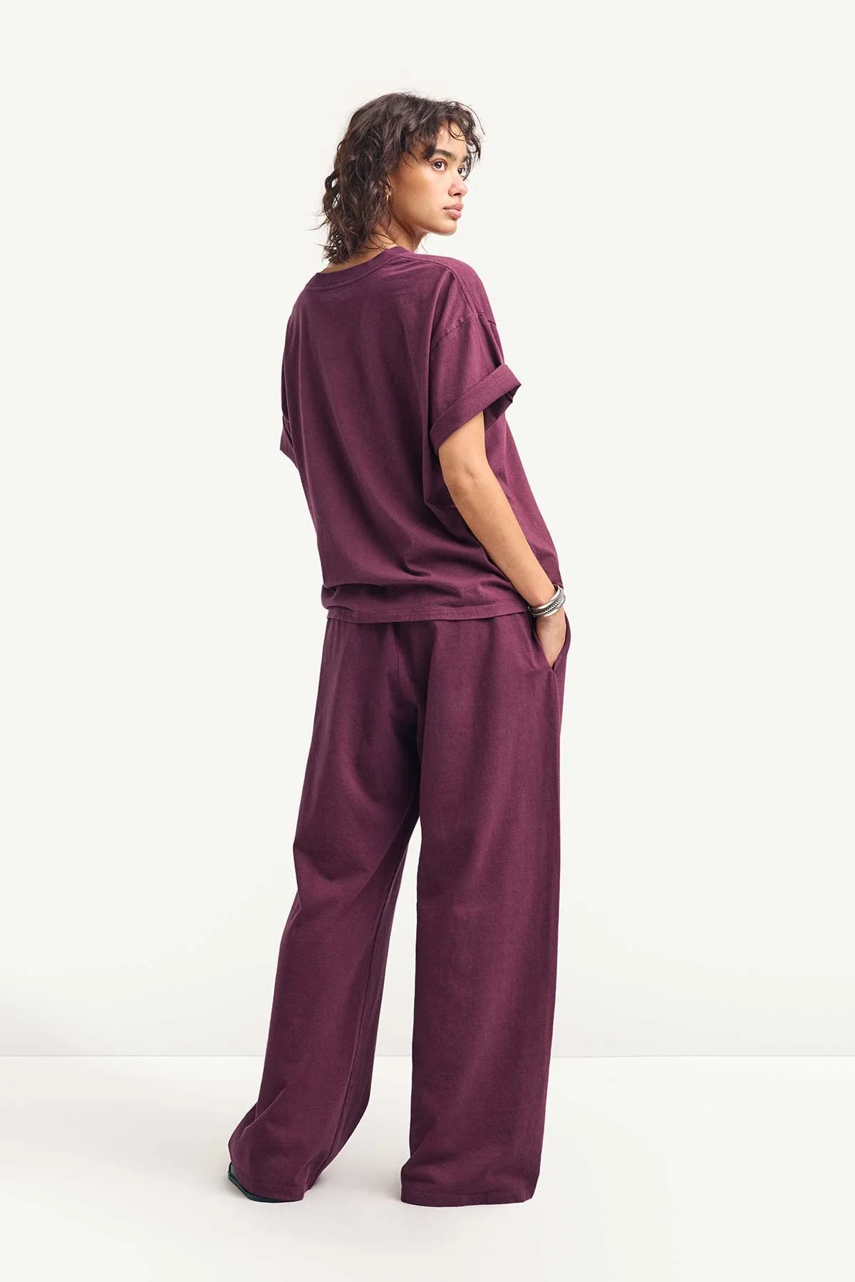 Coast Oversized Boyfriend Tee - Crushed Berry Cotton Jersey - Image 3
