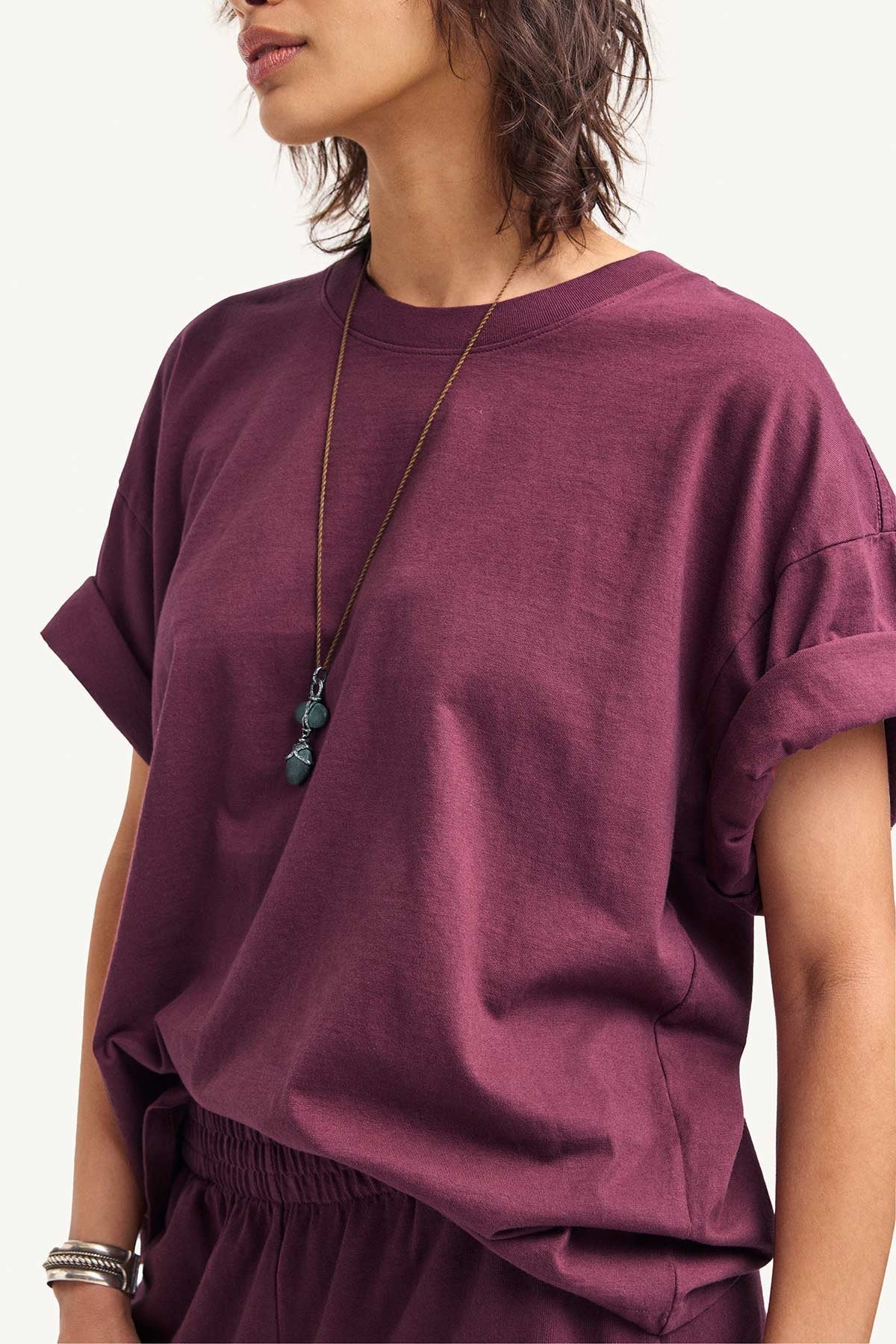 Coast Oversized Boyfriend Tee - Crushed Berry Cotton Jersey - Image 4