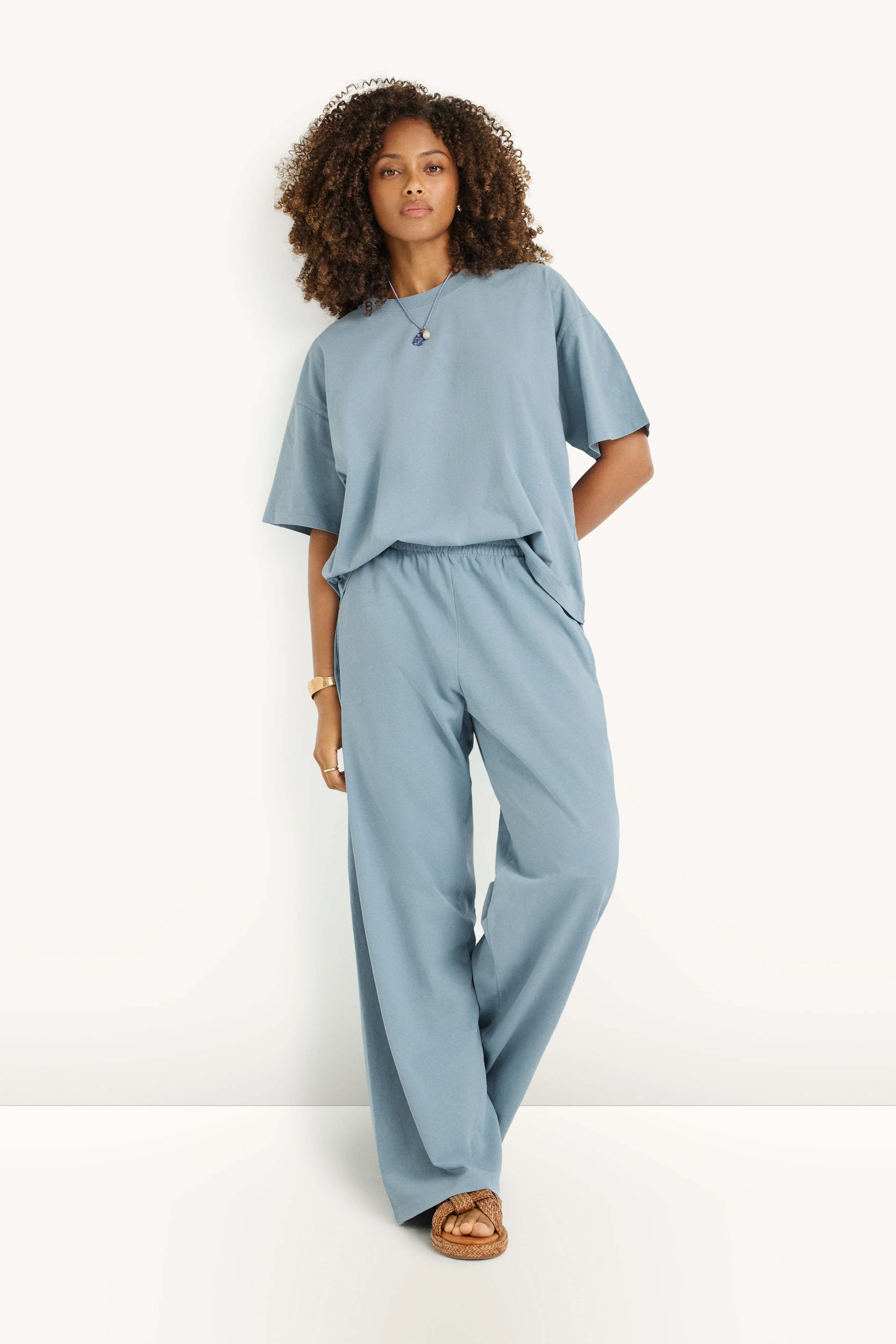 Coast Oversized Boyfriend Tee - Dusk Blue Cotton Jersey - Image 3
