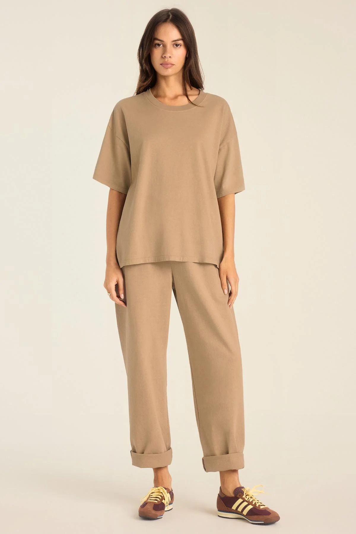 Coast Oversized Boyfriend Tee - Latte Cotton Jersey - Image 3