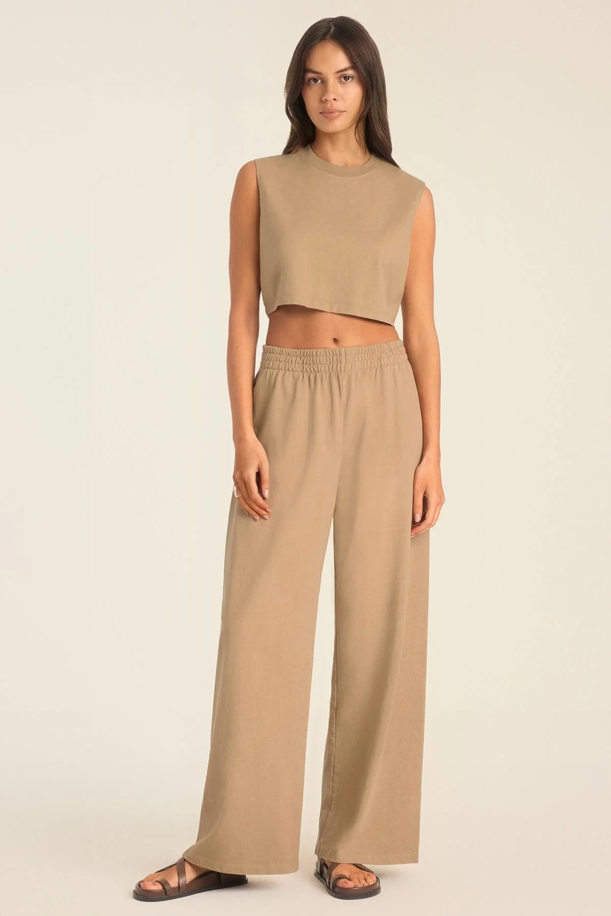 Coast Pant - Latte Cotton Jersey