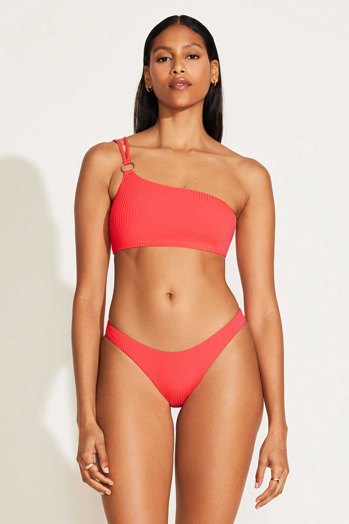Cosmo One Shoulder Top - Coral Glow EcoRib BT - Image 4