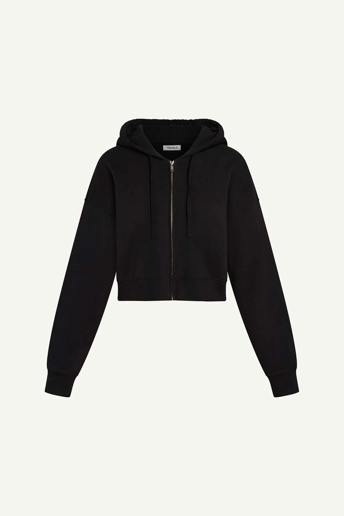 Dawn Crop Hoodie - Black French Terry - Image 5