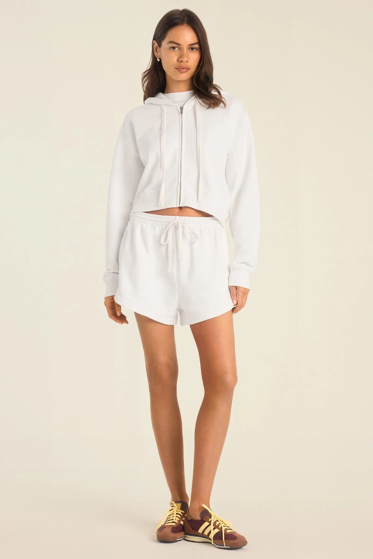 Dawn Crop Hoodie - White French Terry - Image 4