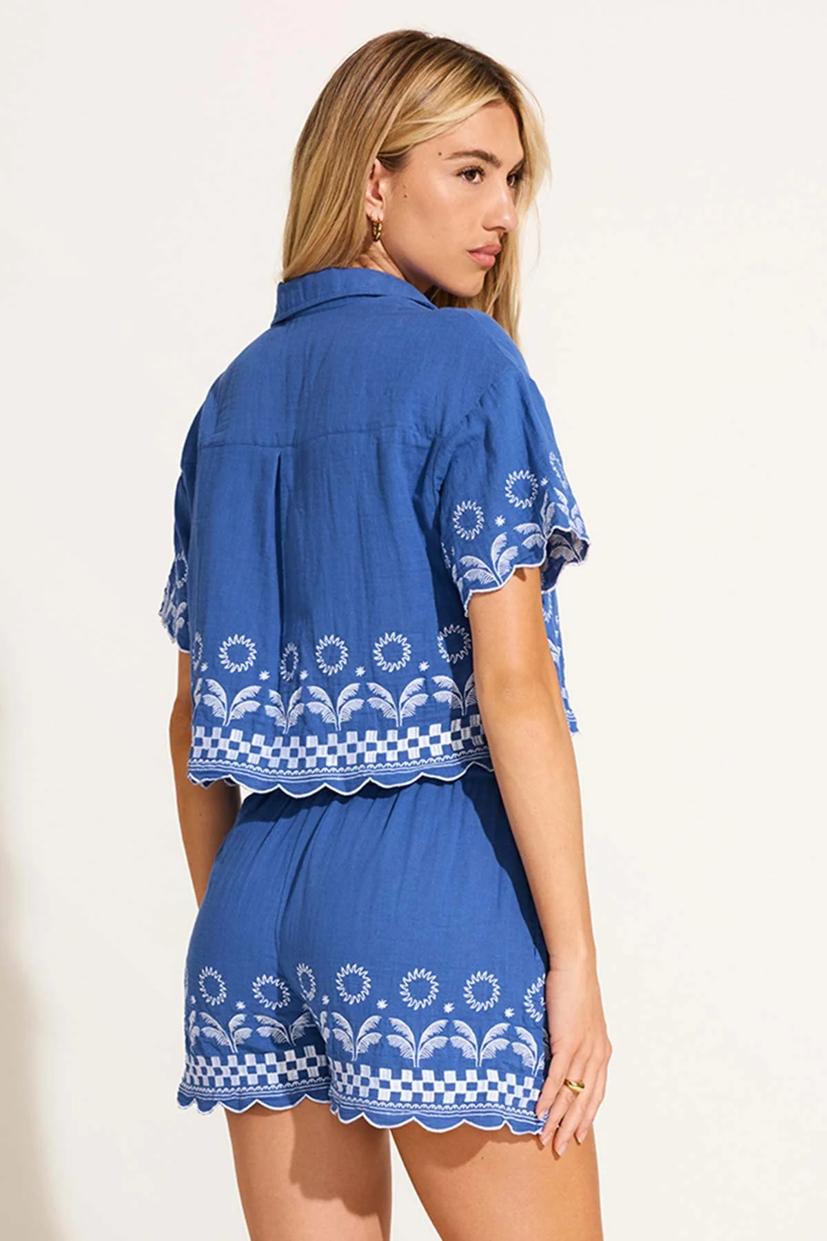 Daya Embroidered Blouse - Cobalt Mykonos - Image 4