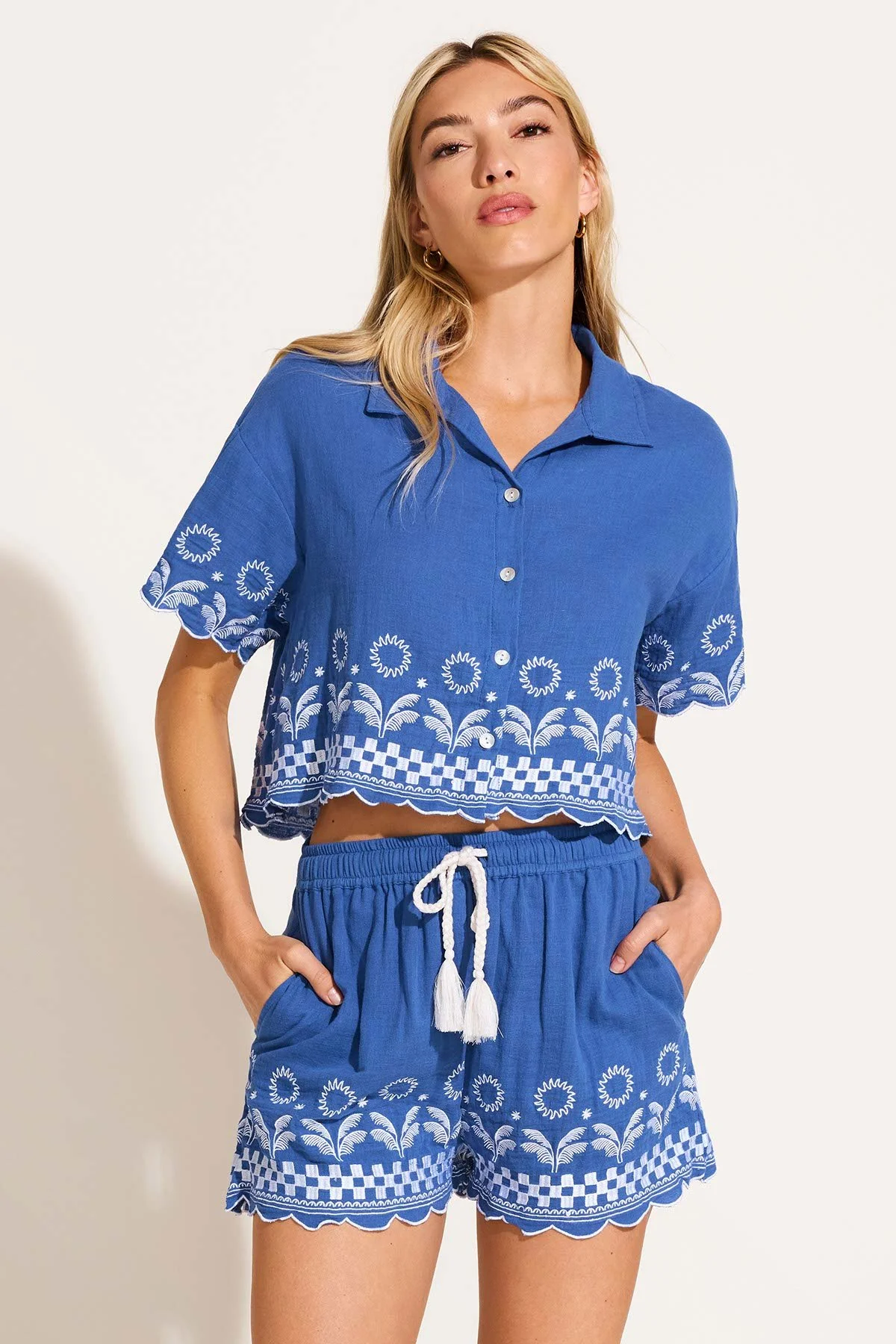 Daya Embroidered Short - Cobalt Mykonos - Image 3