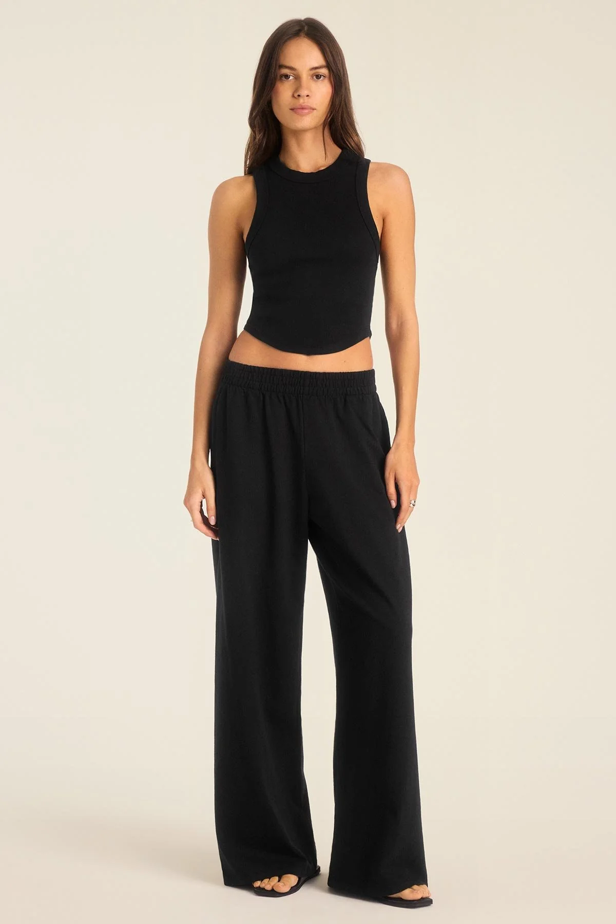 Daybreak Essential Crop Tank - Black Cotton Rib - Image 4