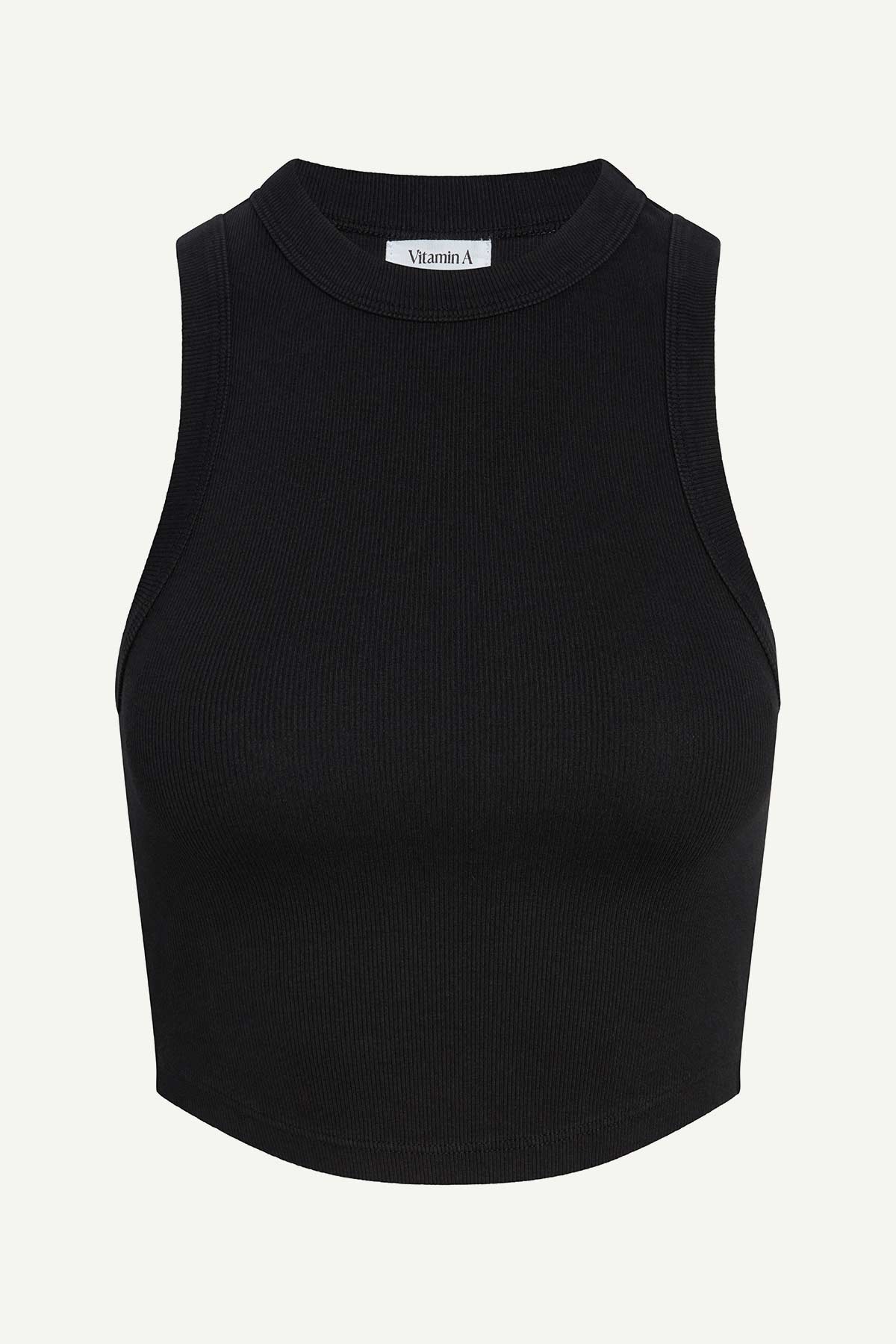 Daybreak Essential Crop Tank - Black Cotton Rib - Image 6