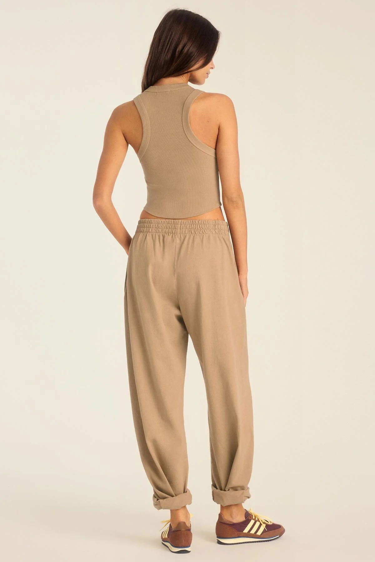 Daybreak Essential Crop Tank - Latte Cotton Rib - Image 3